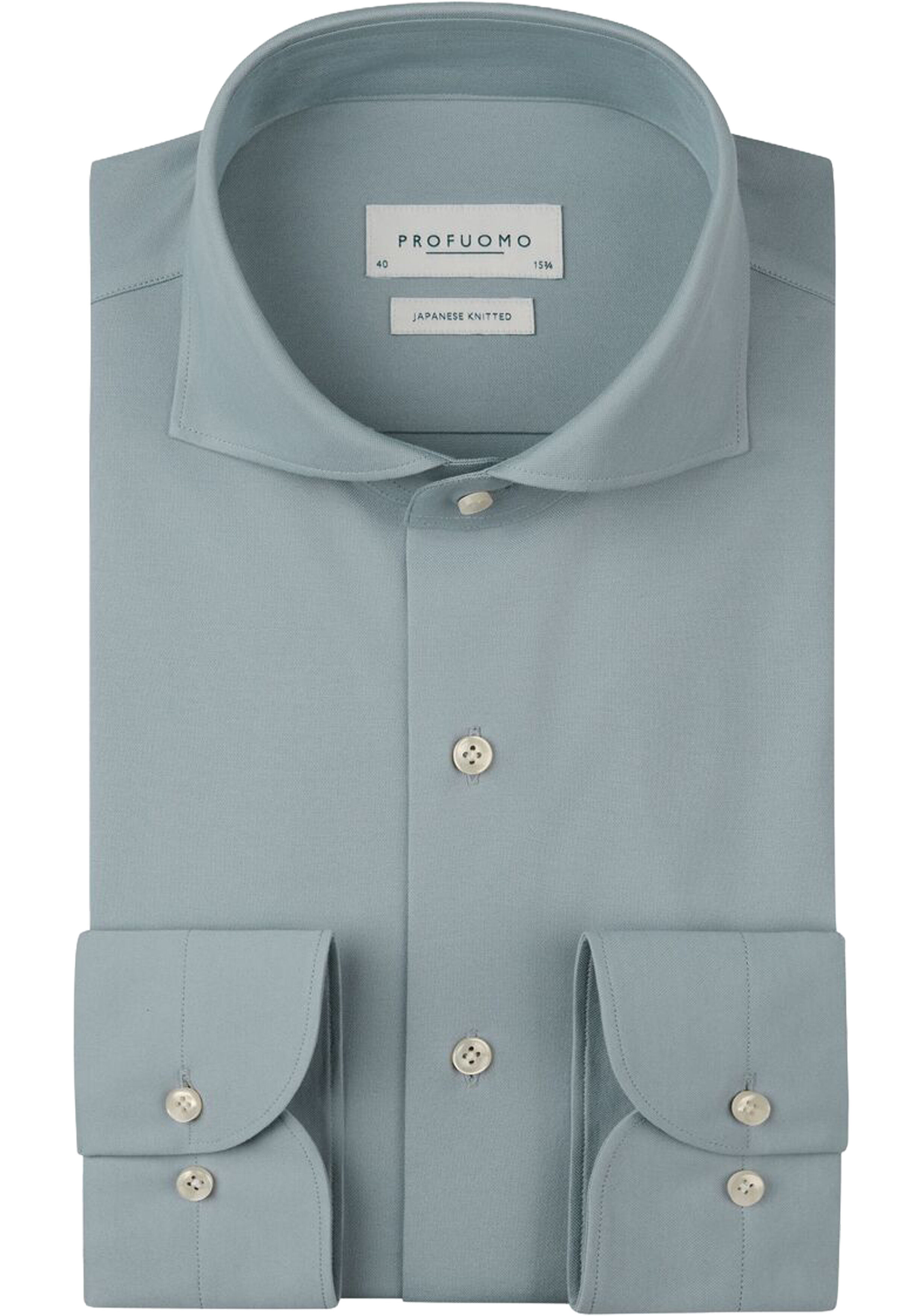 Profuomo slim fit heren overhemd, jersey, lichtblauw