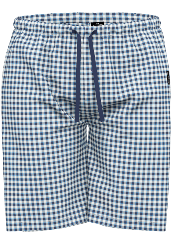 Gotzburg heren pyjama- of loungebroek kort, donkerblauw geruit Gotzburg heren pyjama- of loungebroek kort, donkerblauw geruit