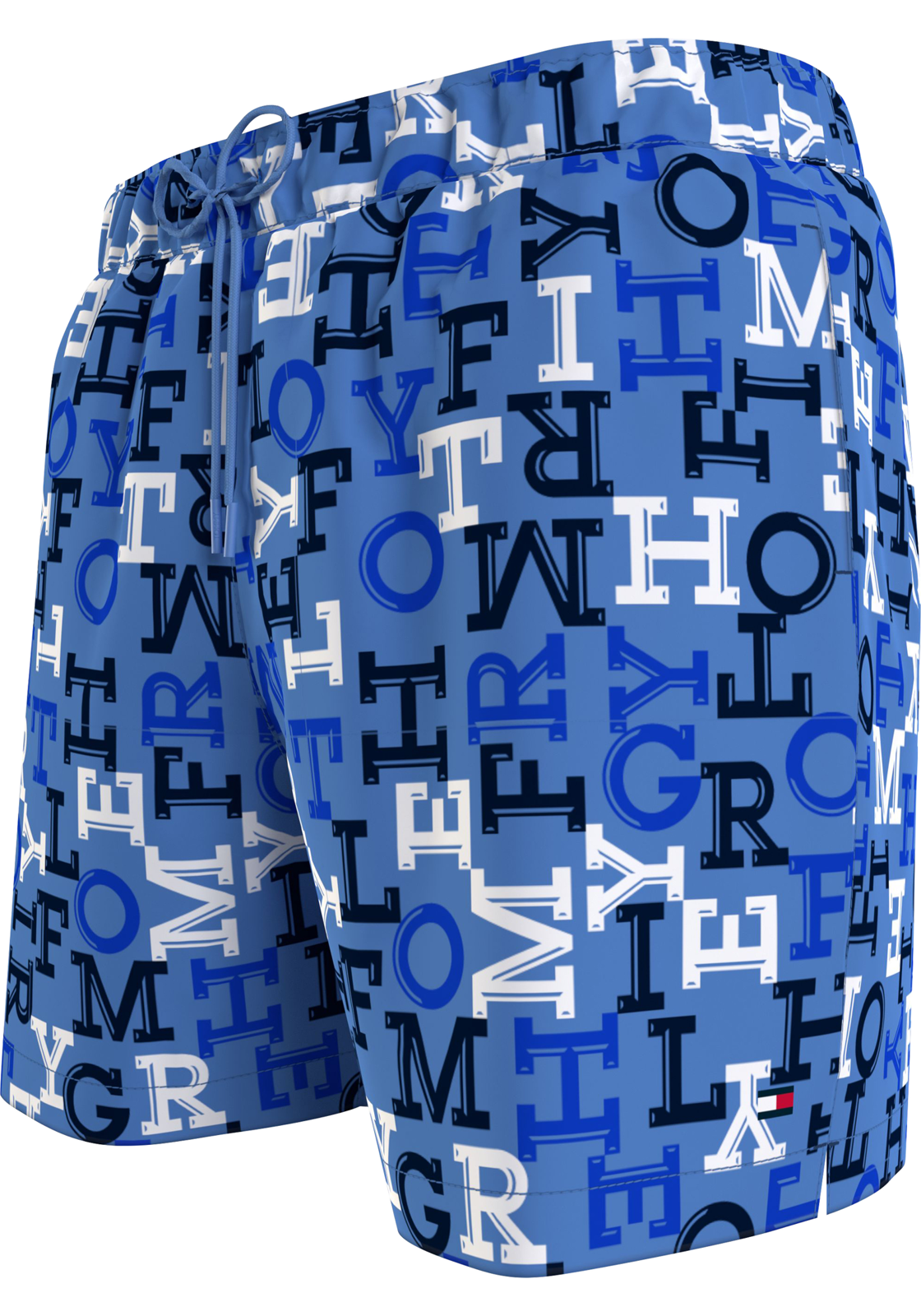 1-8720646333080-tommy_hilfiger-zwembroek_HR Tommy Hilfiger Medium Drawstring swimshort, heren zwembroek, wit dessin