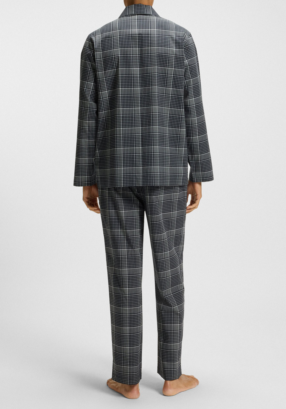 BOSS Chris Pattern Pyjama, heren pyjama set met knoopjes, donkerblauw BOSS Chris Pattern Pyjama, heren pyjama set met knoopjes, donkerblauw