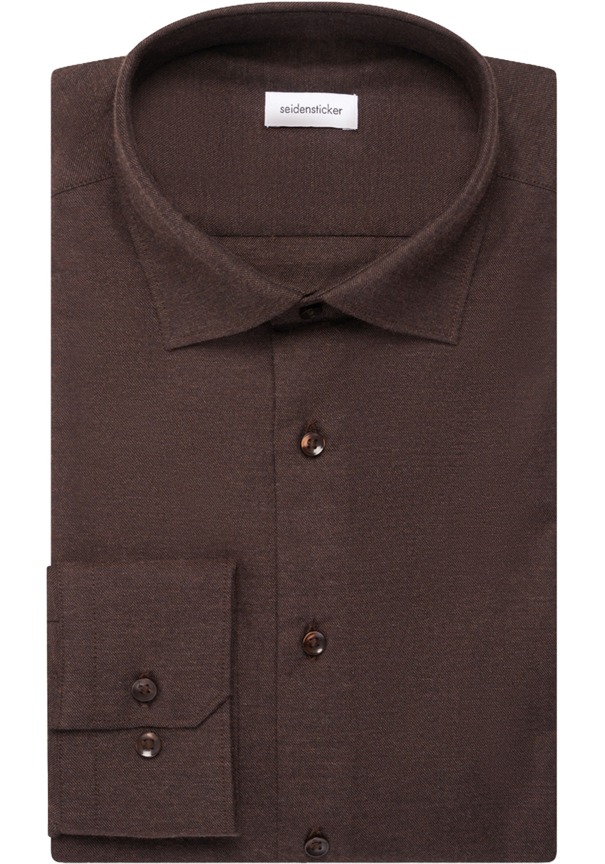 Seidensticker slim fit overhemd, popeline, bruin