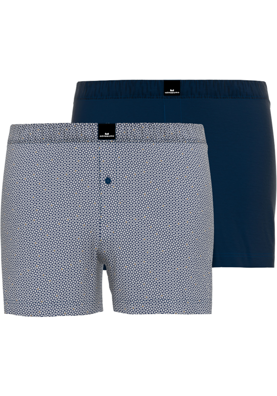 Gotzburg heren boxershorts wijd model met gulp (2-pack), middenblauw mini dessin Gotzburg heren boxershorts wijd model met gulp (2-pack), middenblauw mini dessin
