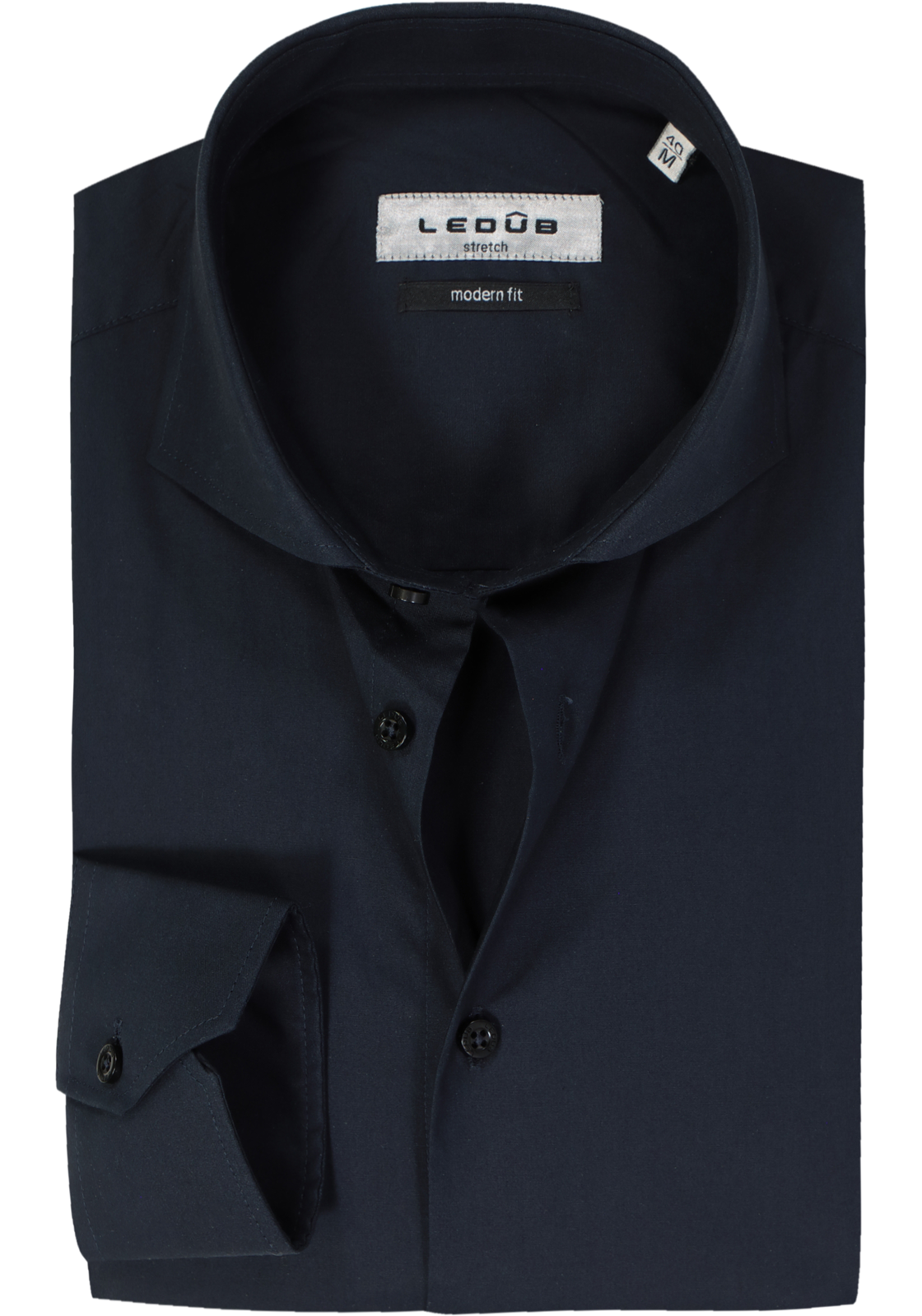 Ledub modern fit overhemd, donkerblauw stretch Ledub modern fit overhemd, donkerblauw stretch