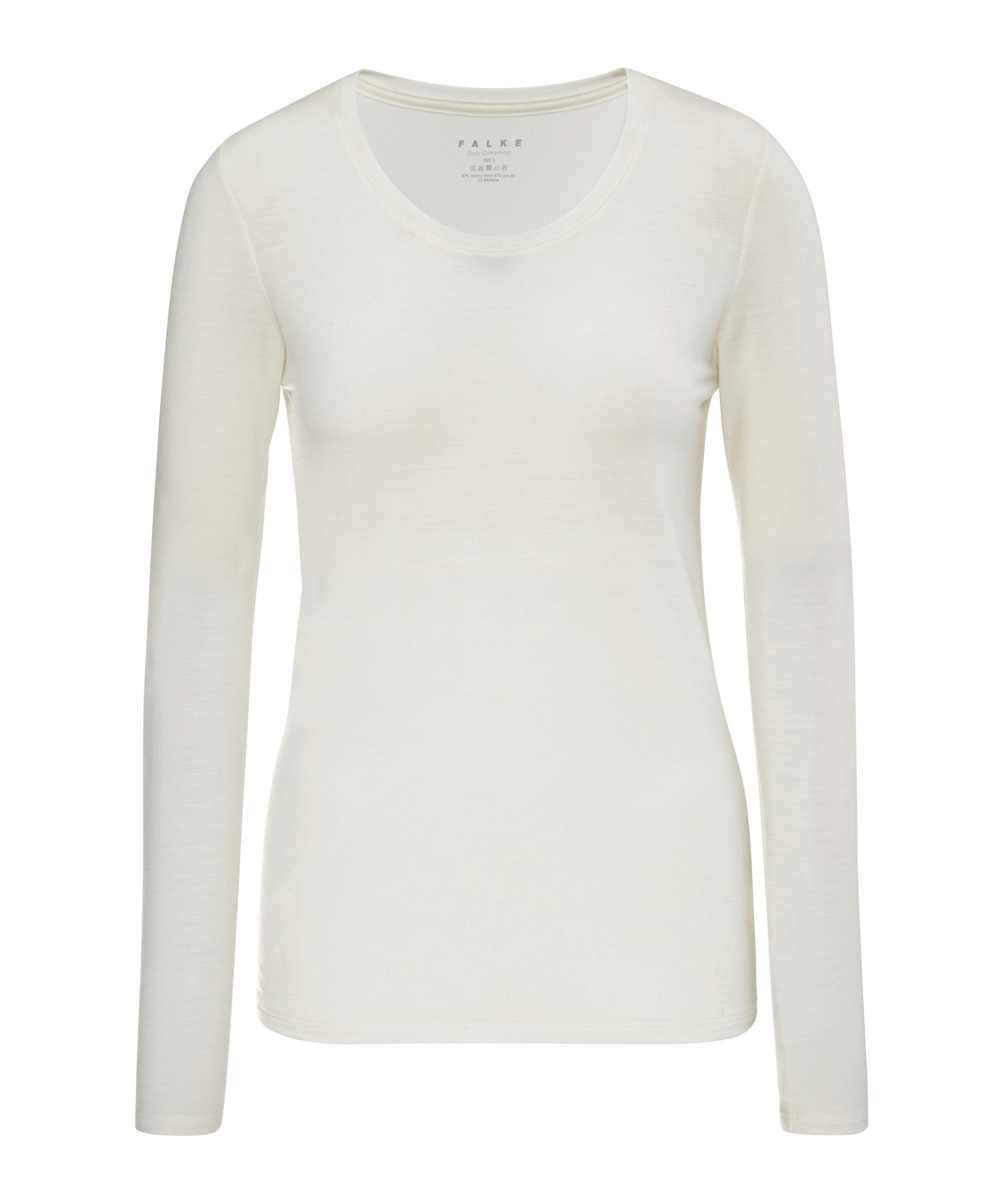 FALKE dames shirt met lange mouw Daily Climawool, beige (off-white)