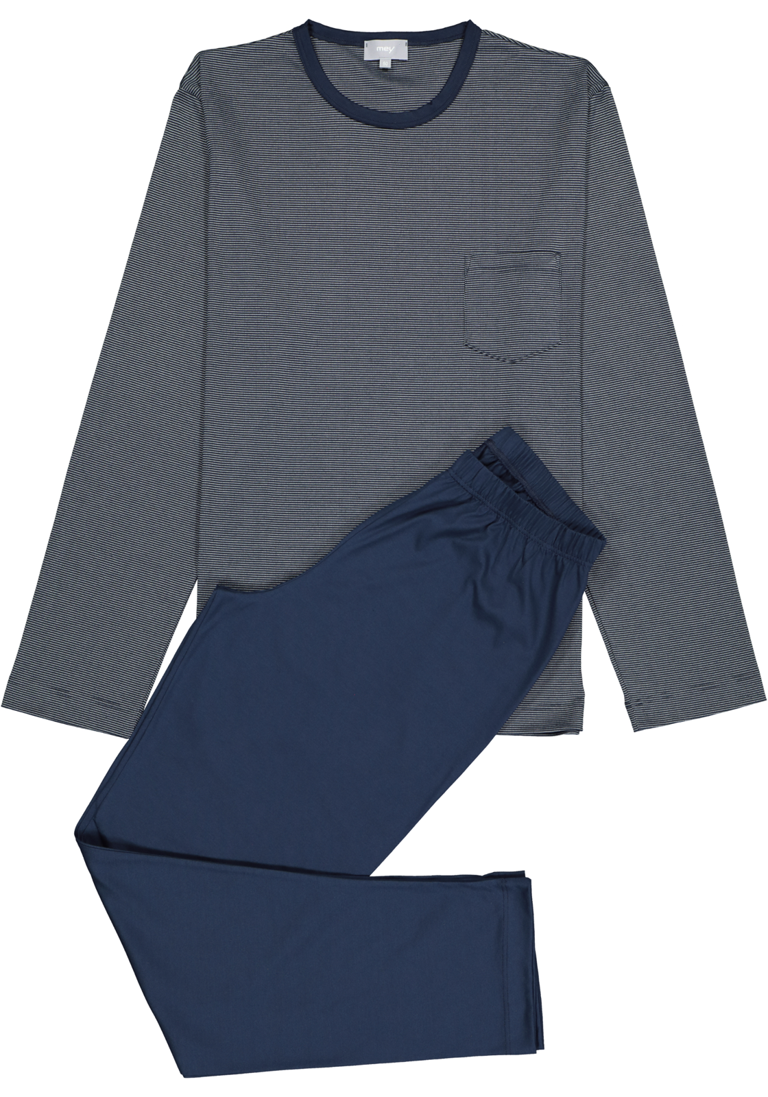 1-4004124531521_mey_pyjama__HR Mey heren pyjama Bennison, blauw heel fijn gestreept