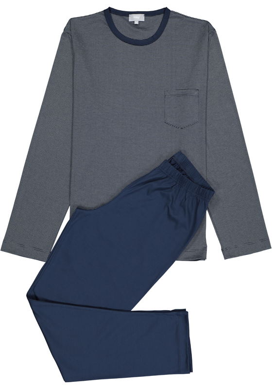 Mey heren pyjama Bennison, blauw heel fijn gestreept Mey heren pyjama Bennison, blauw heel fijn gestreept