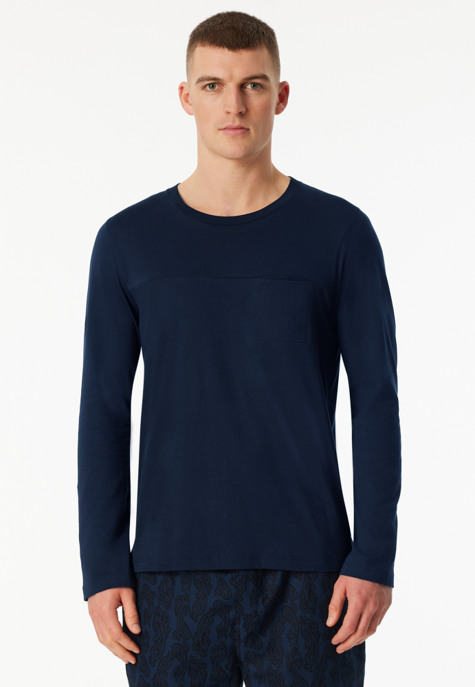 SCHIESSER Mix + Relax Shirt 1/1 arm, heren T-shirt lange mouw, donkerblauw