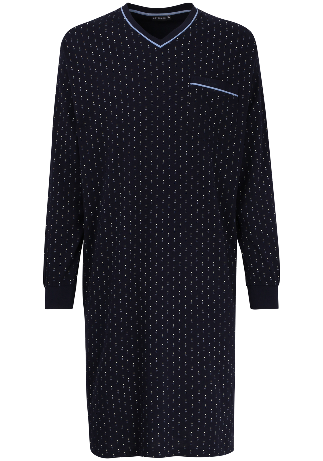 1-4046005820652-gotzburg-nachthemd_HR Gotzburg heren nachthemd, blauw met lichtblauw en wit dessin