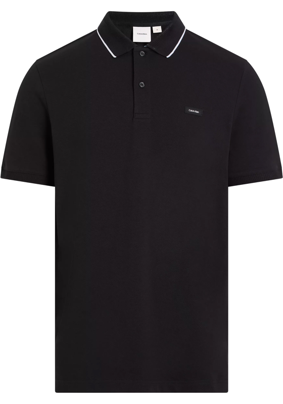 Calvin Klein Stretch Pique Regular Polo, heren poloshirt, zwart Calvin Klein Stretch Pique Regular Polo, heren poloshirt, zwart