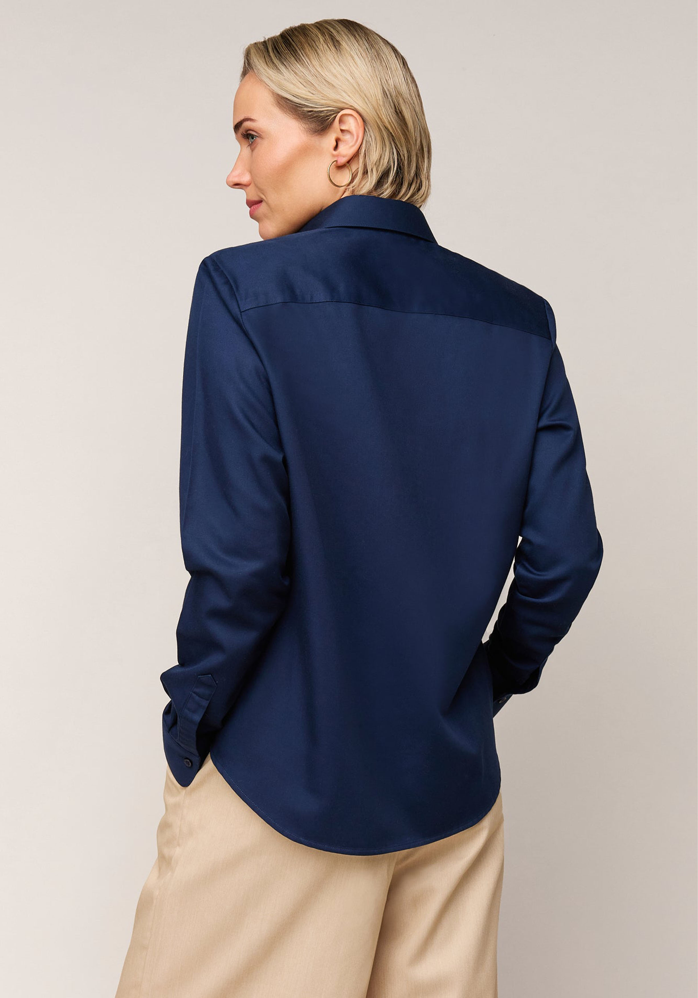 Vander Amsterdam damesblouse regular fit enkele manchet, twill, navy