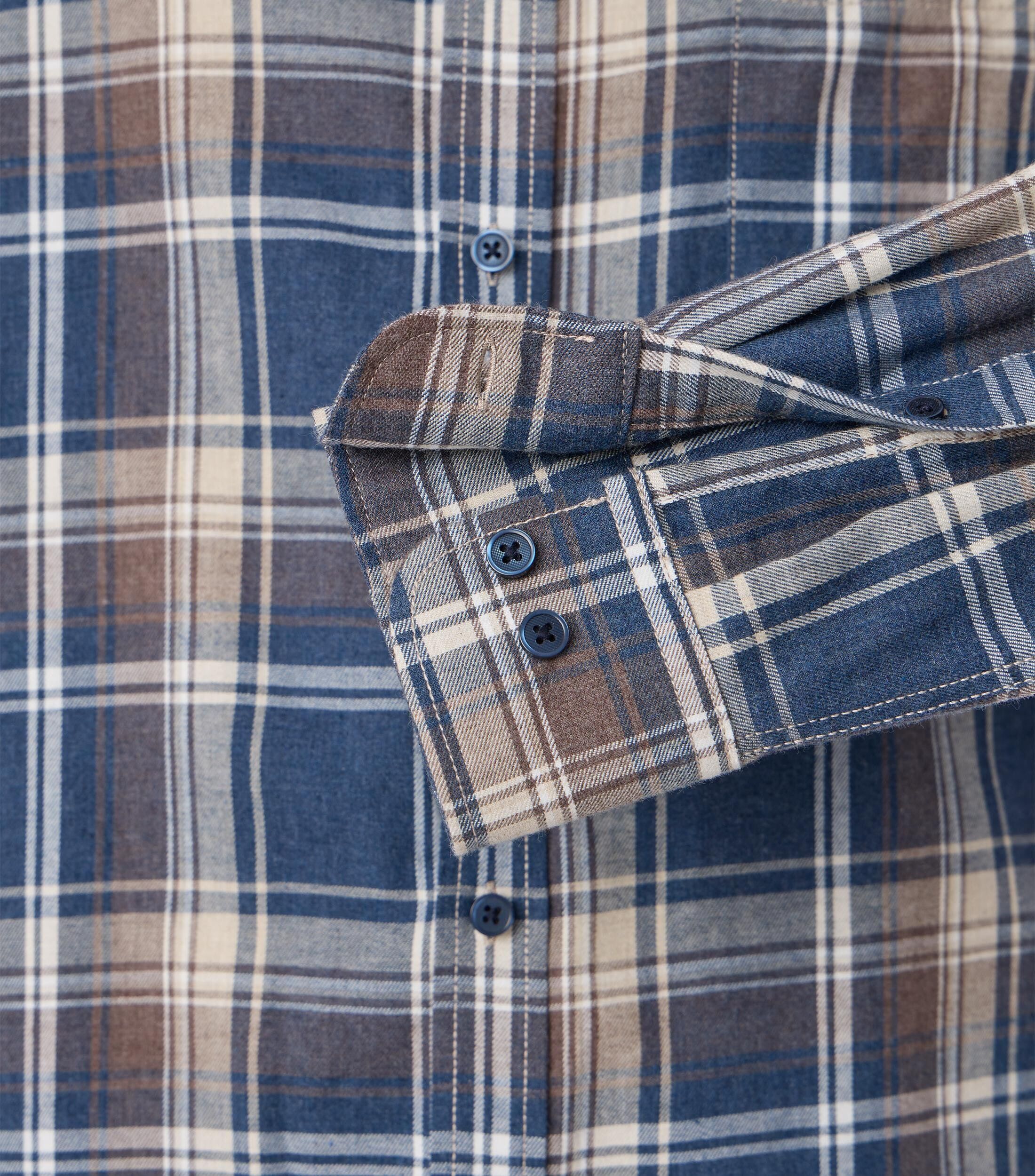 CASA MODA Sport casual fit overhemd, flanel, blauw geruit - 444308300-100