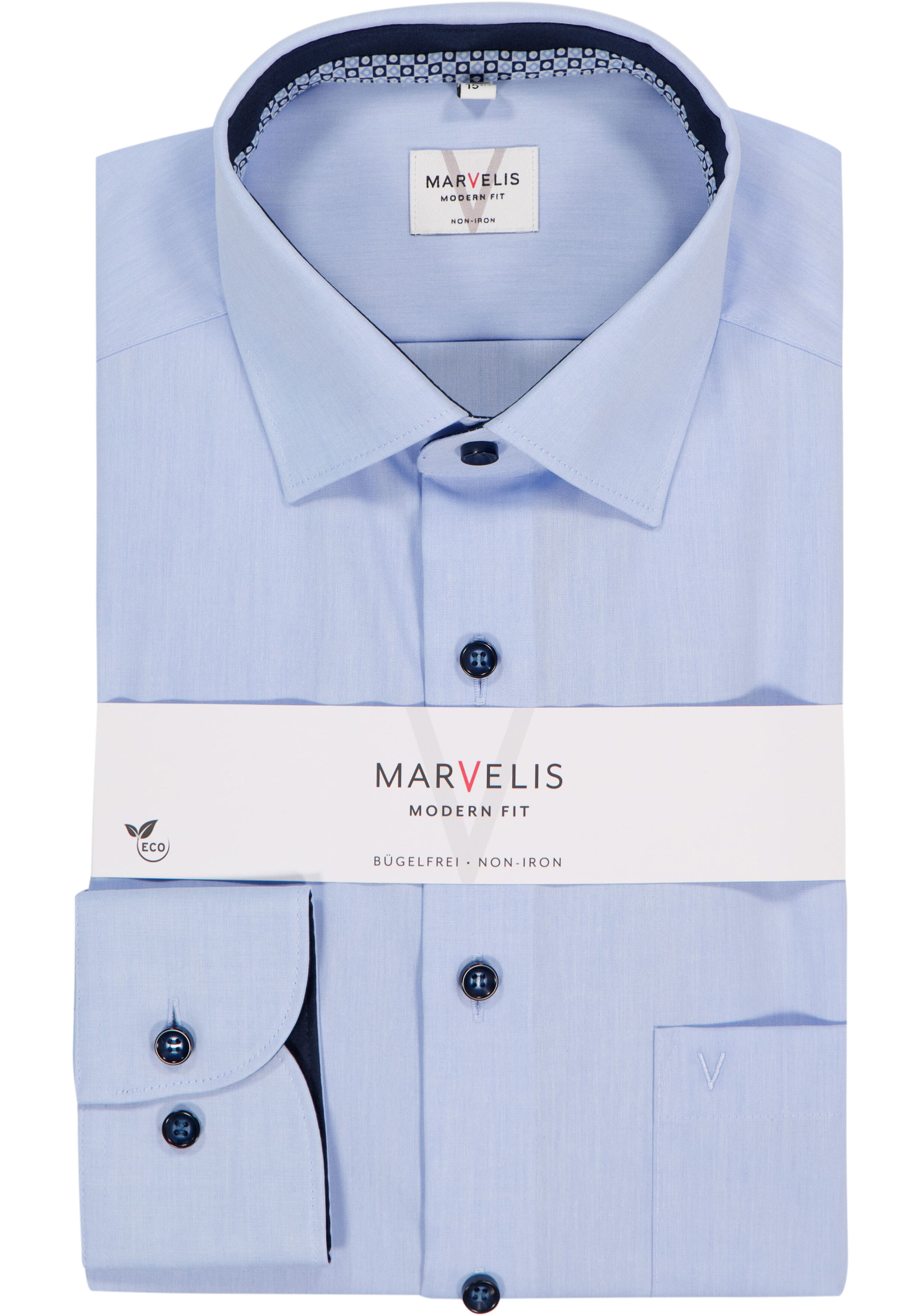 MARVELIS modern fit overhemd, popeline, lichtblauw