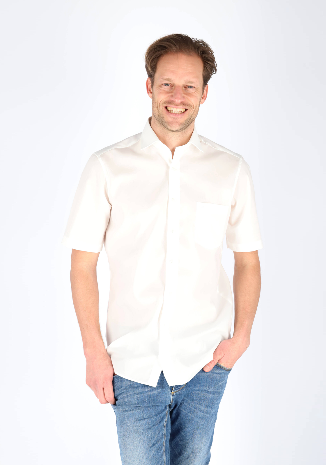 7-4060031448758-modellenfotos-casamoda-tm_feb_2028_HR CASA MODA modern fit overhemd, korte mouw, beige / off-white