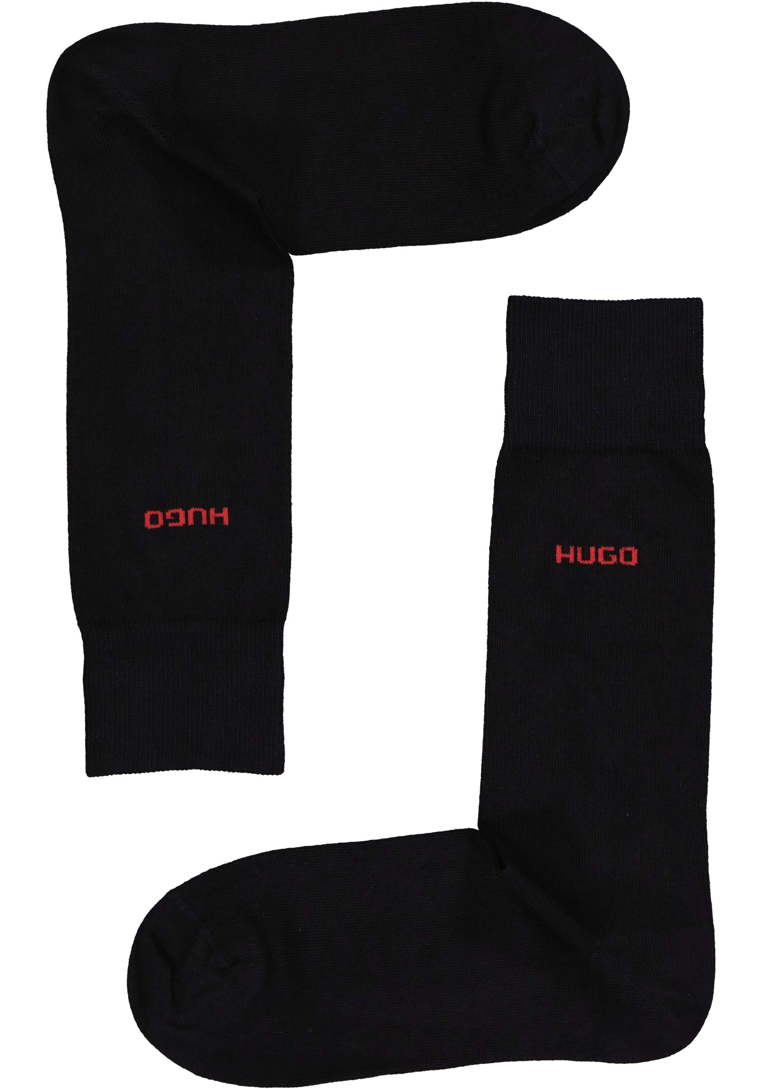 HUGO logo sokken (2-pack), herensokken katoen, zwart