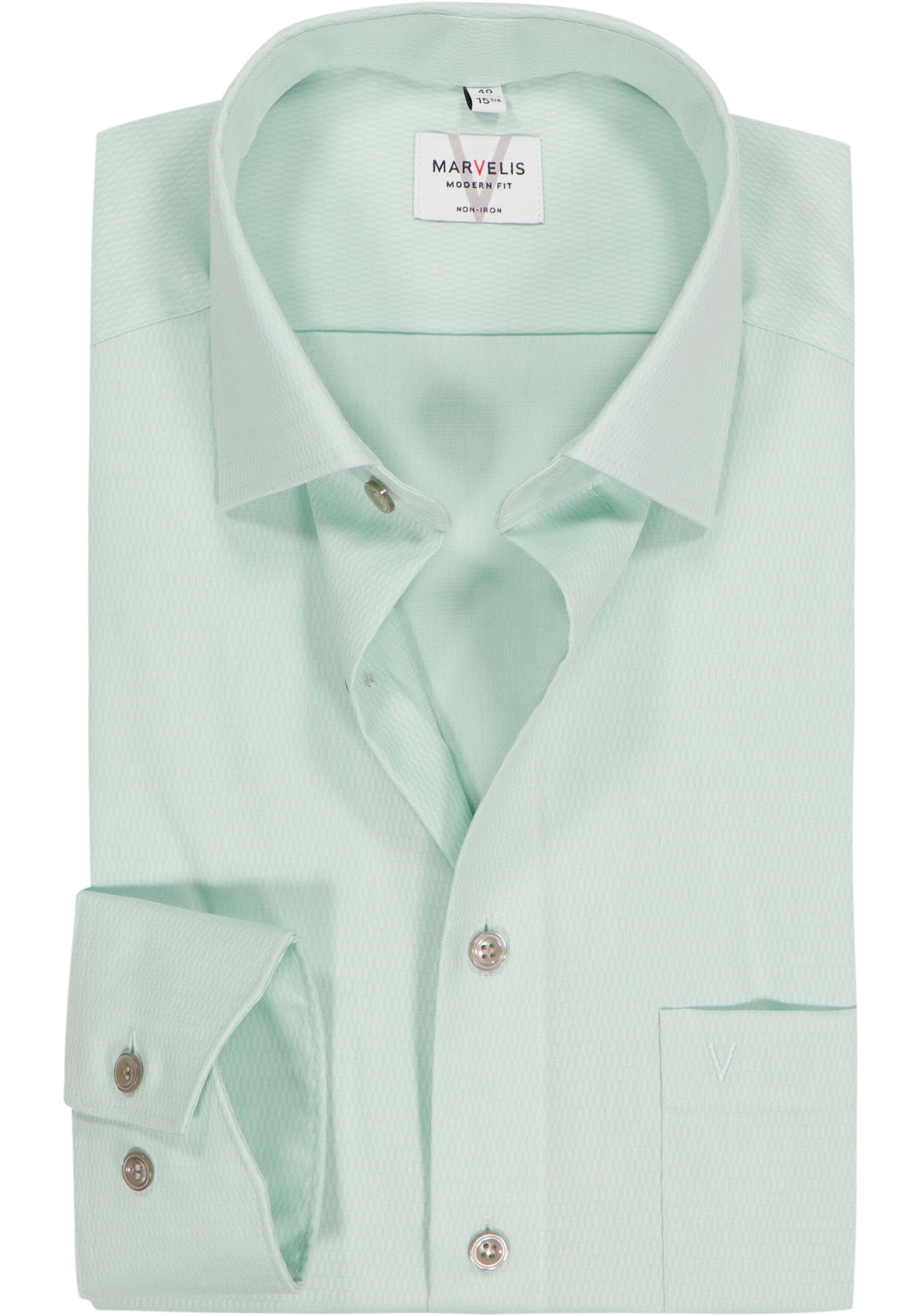 MARVELIS modern fit overhemd, mouwlengte 7, structuur, groen
