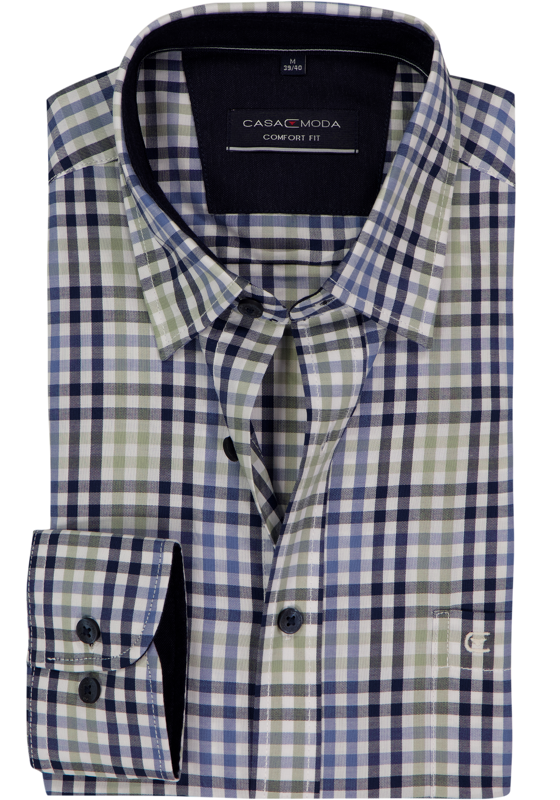 CASA MODA Sport comfort fit overhemd, Oxford, wit met blauw en groen geruit CASA MODA Sport comfort fit overhemd, Oxford, wit met blauw en groen geruit