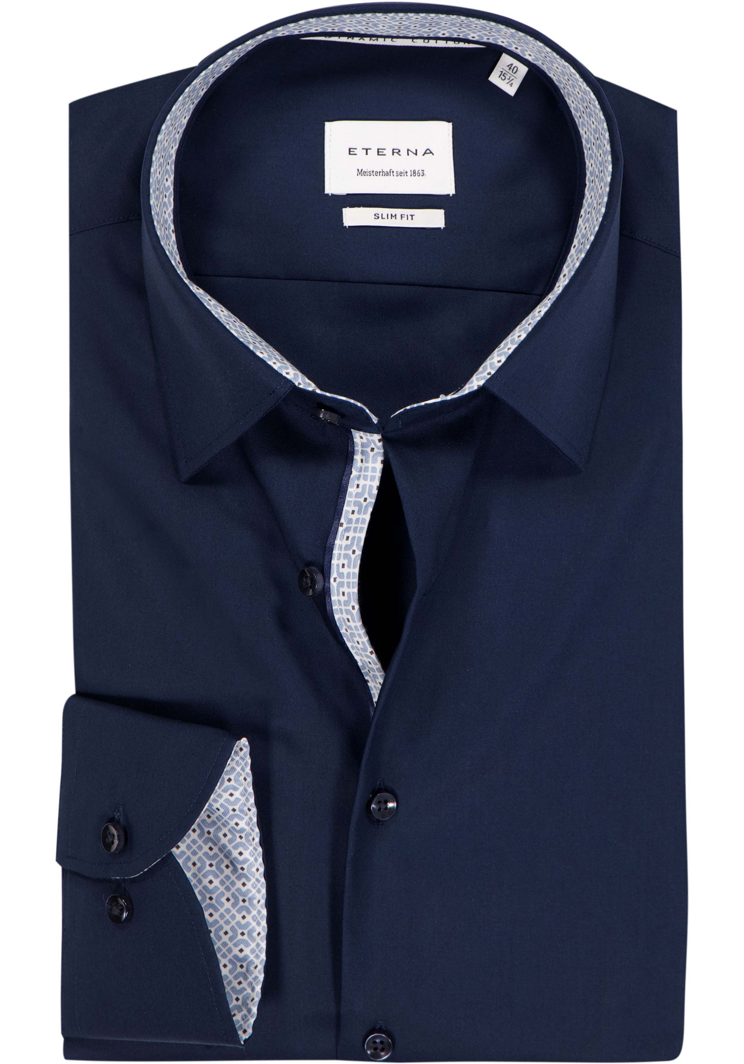 ETERNA slim fit overhemd, popeline, donkerblauw