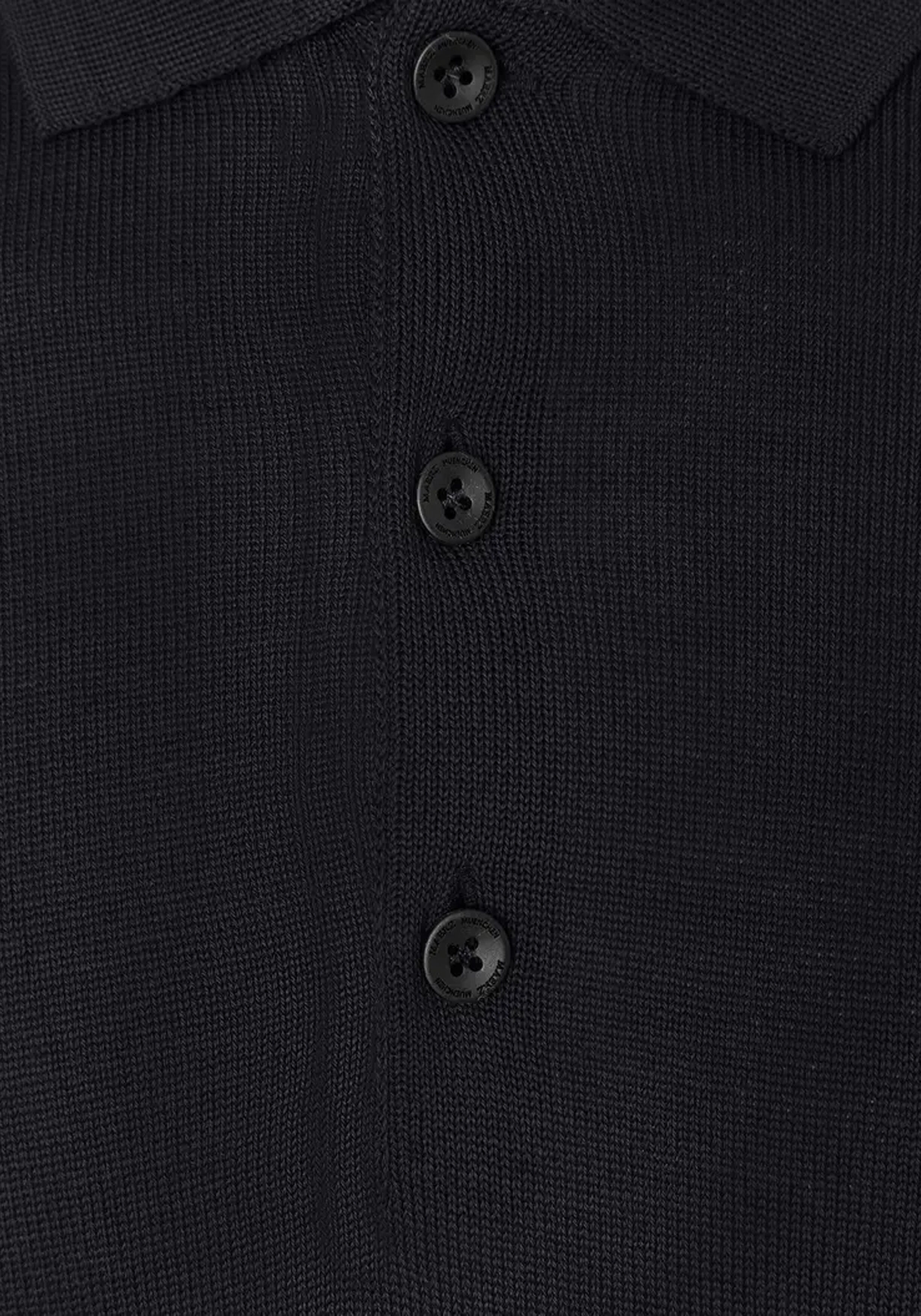 MAERZ Classic Fit heren trui met polokraag wol, zwart