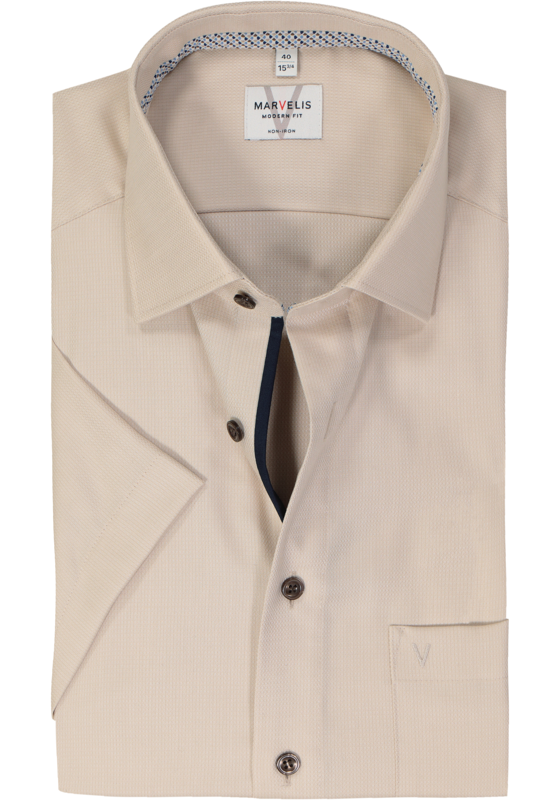 MARVELIS modern fit overhemd, korte mouw, structuur, beige MARVELIS modern fit overhemd, korte mouw, structuur, beige
