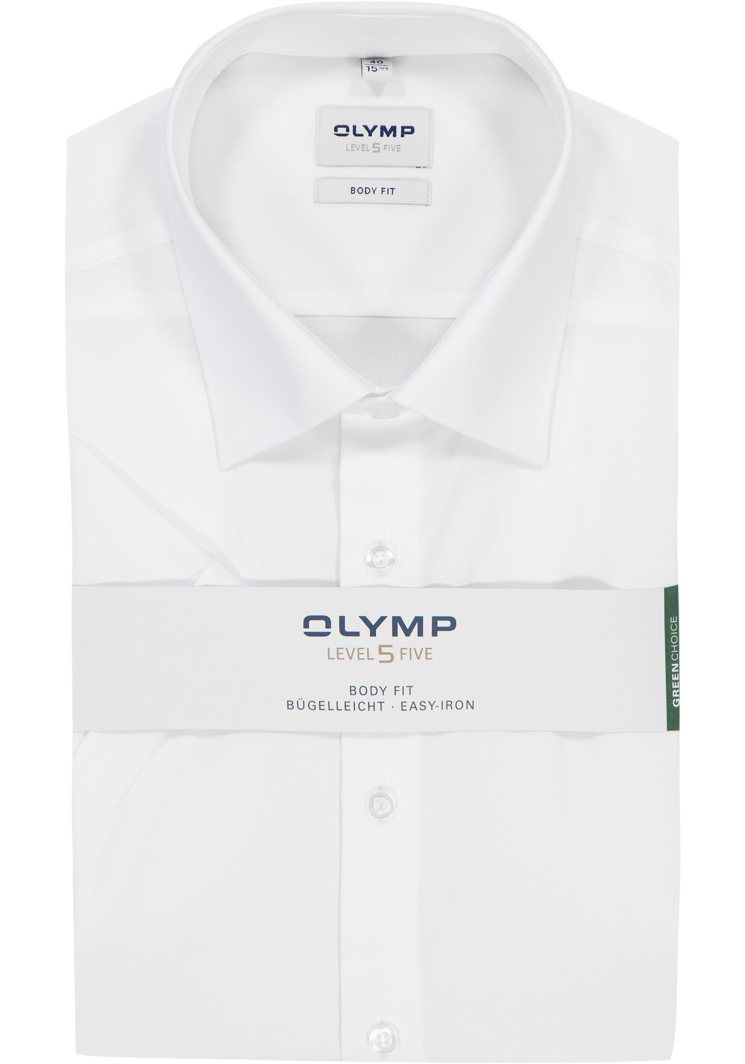 OLYMP Level 5 body fit overhemd, korte mouwen, wit