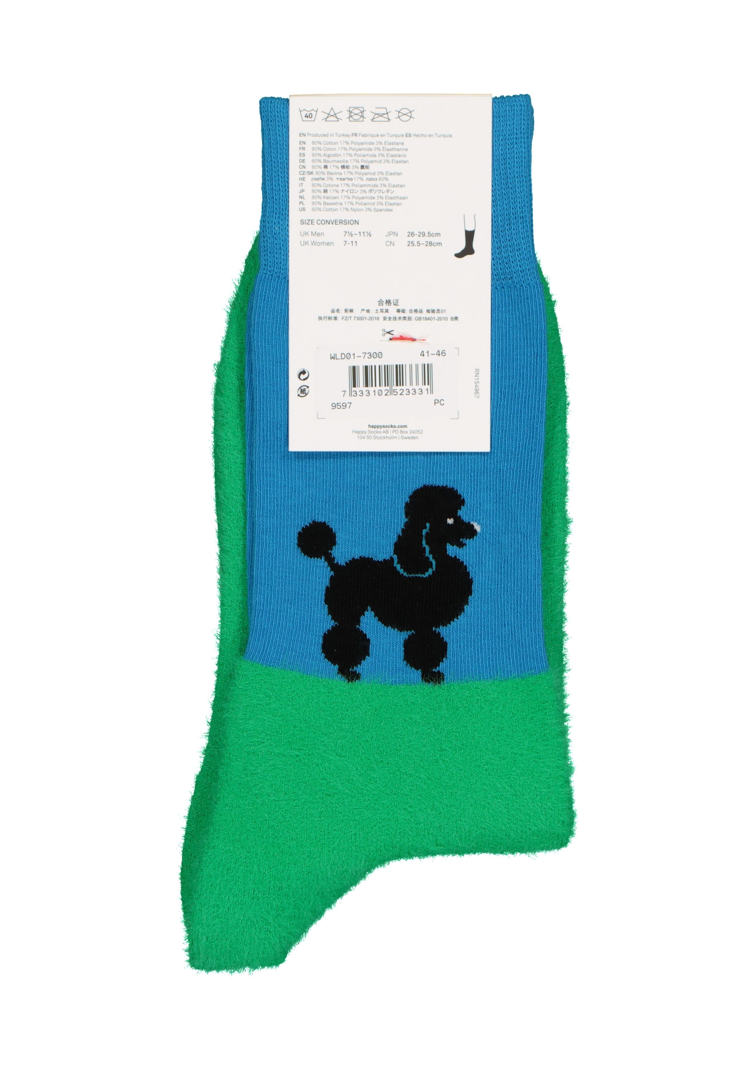 Happy Socks Who Let The Dogs Out Sock, poedels in zwart en wit
