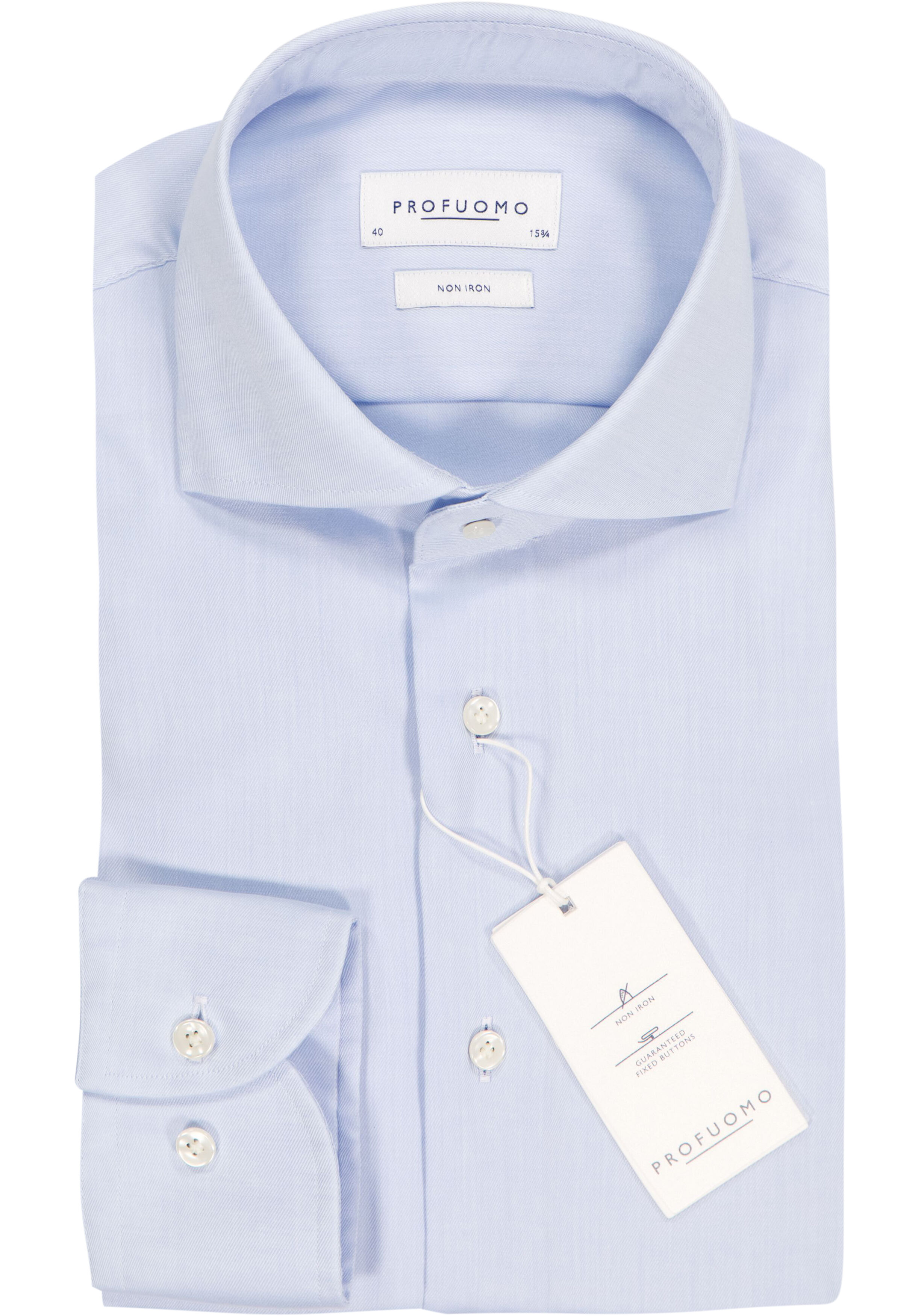 Profuomo slim fit overhemd, twill, lichtblauw
