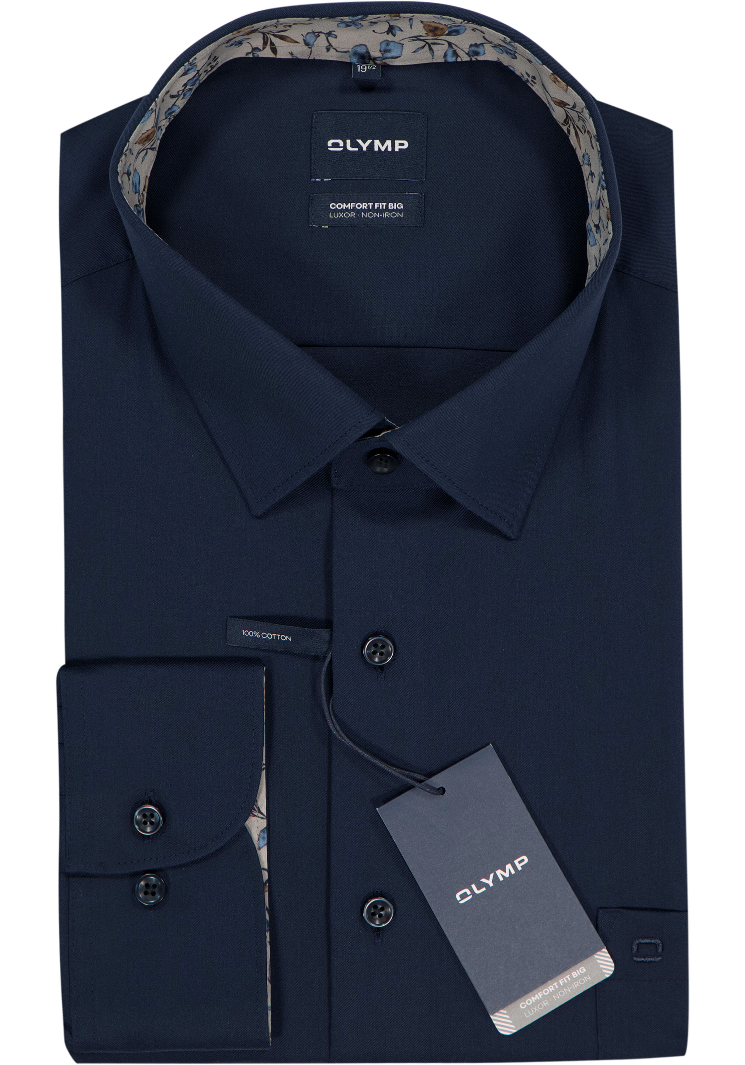 OLYMP Luxor comfort fit Big overhemd, twill, marine blauw