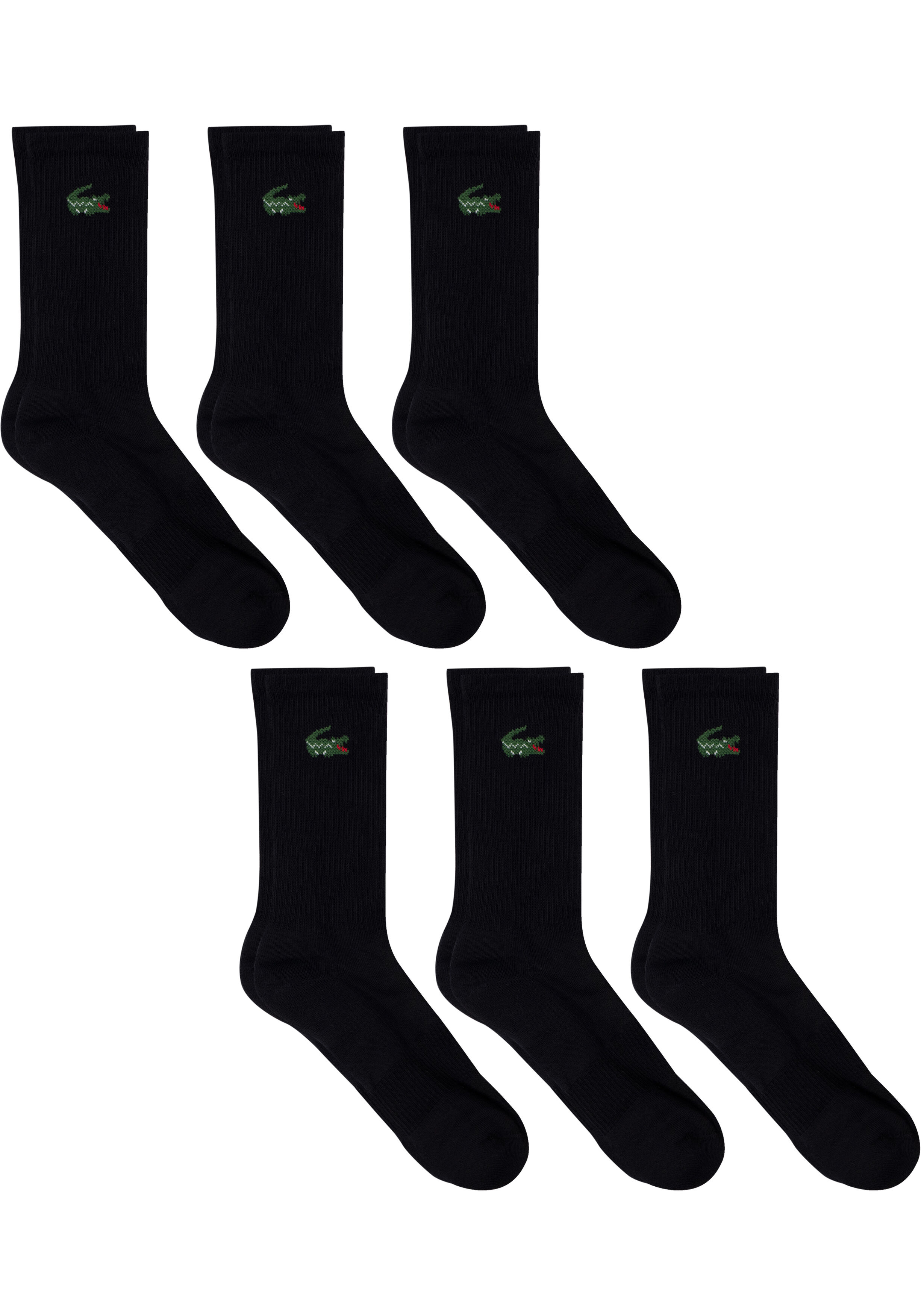 Lacoste sportsokken (6-pack), unisex sokken met badstof binnenzool, zwart