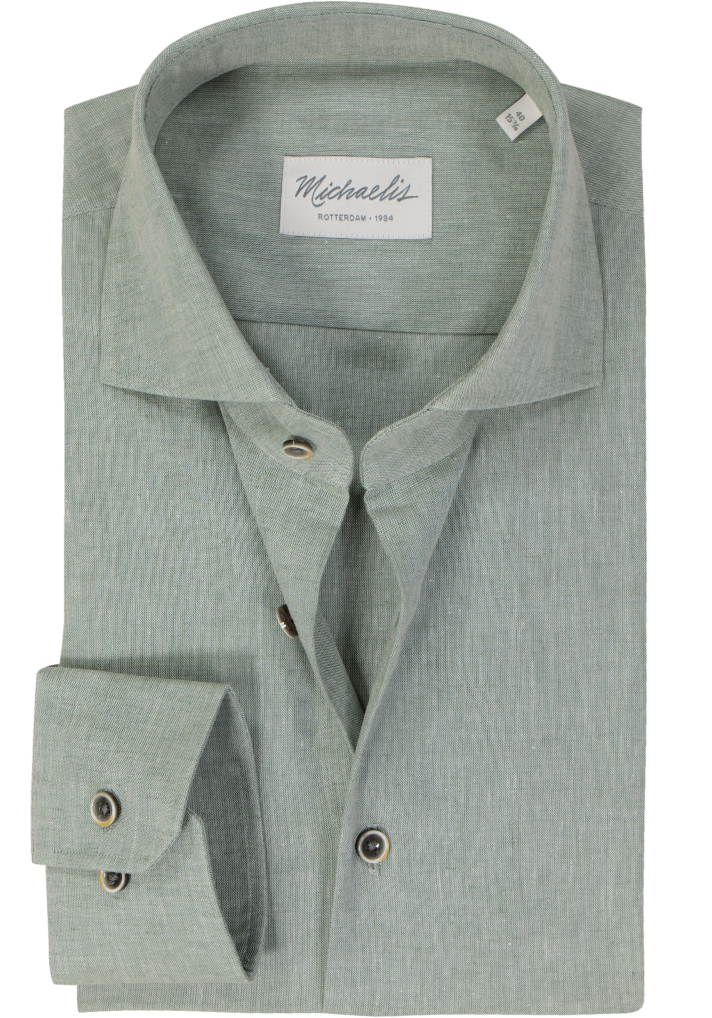 Michaelis slim fit heren overhemd, popeline, groen