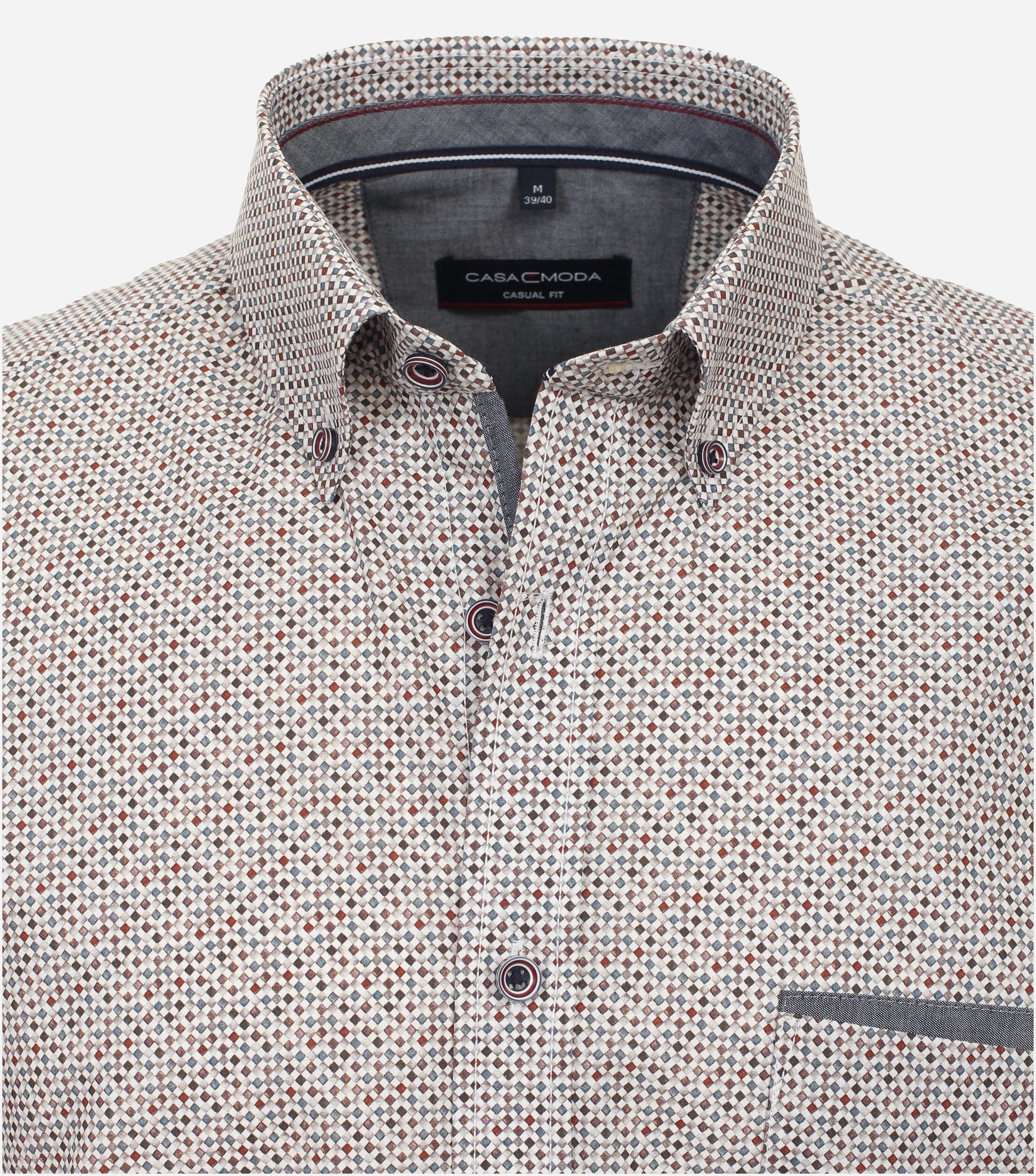 CASA MODA Sport casual fit overhemd, popeline, rood dessin