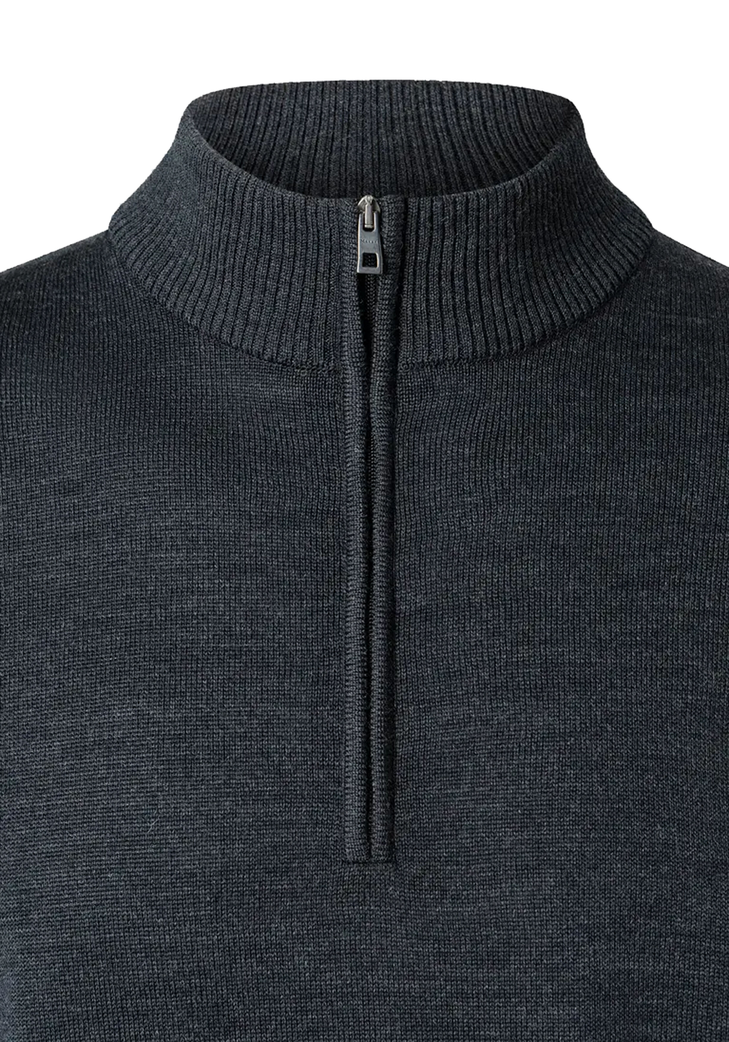 MAERZ Classic Fit heren schipperstrui wol, antraciet grijs