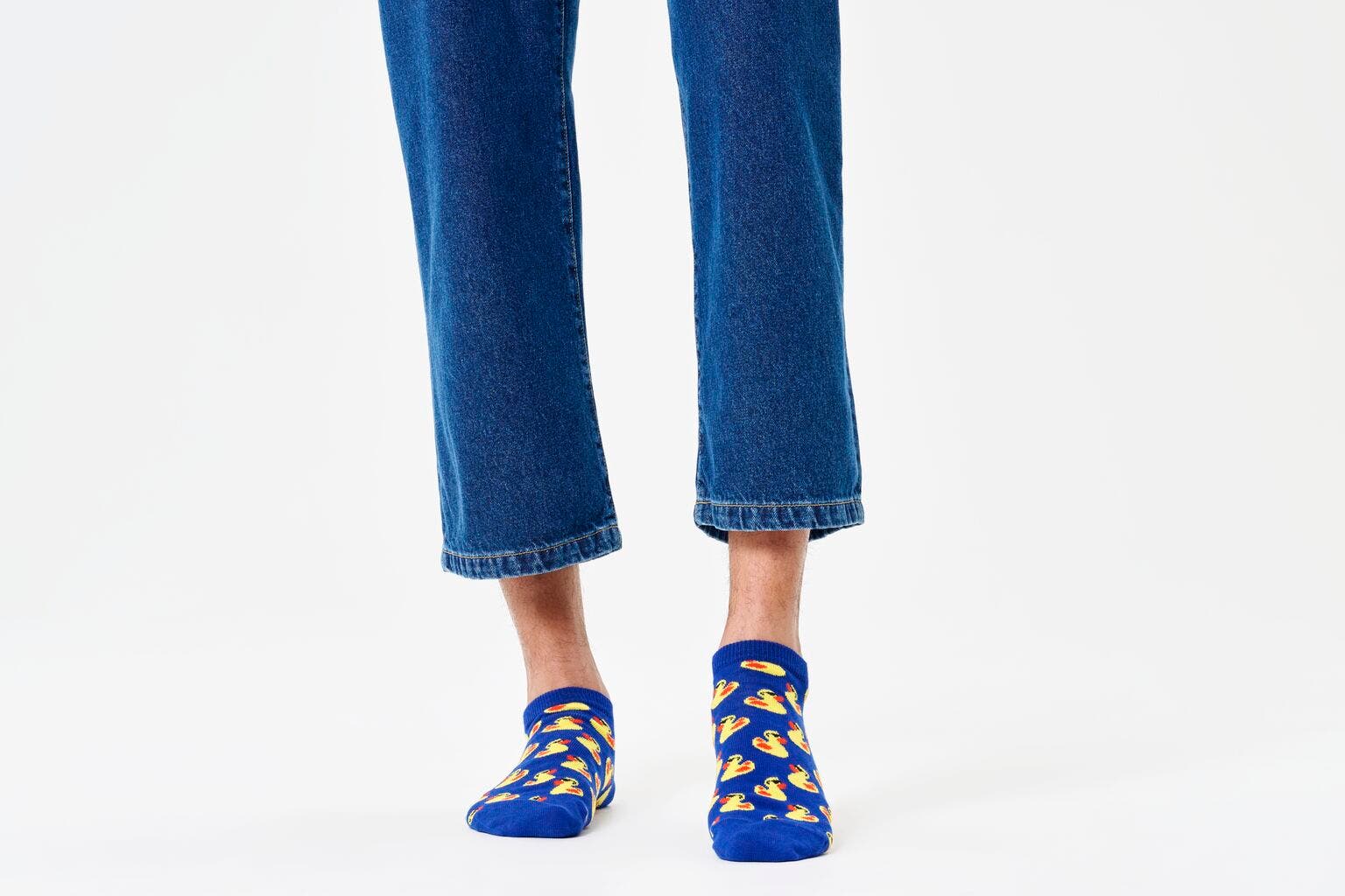 Happy Socks Rubber Duck Low Sock, unisex enkelsokken, navy