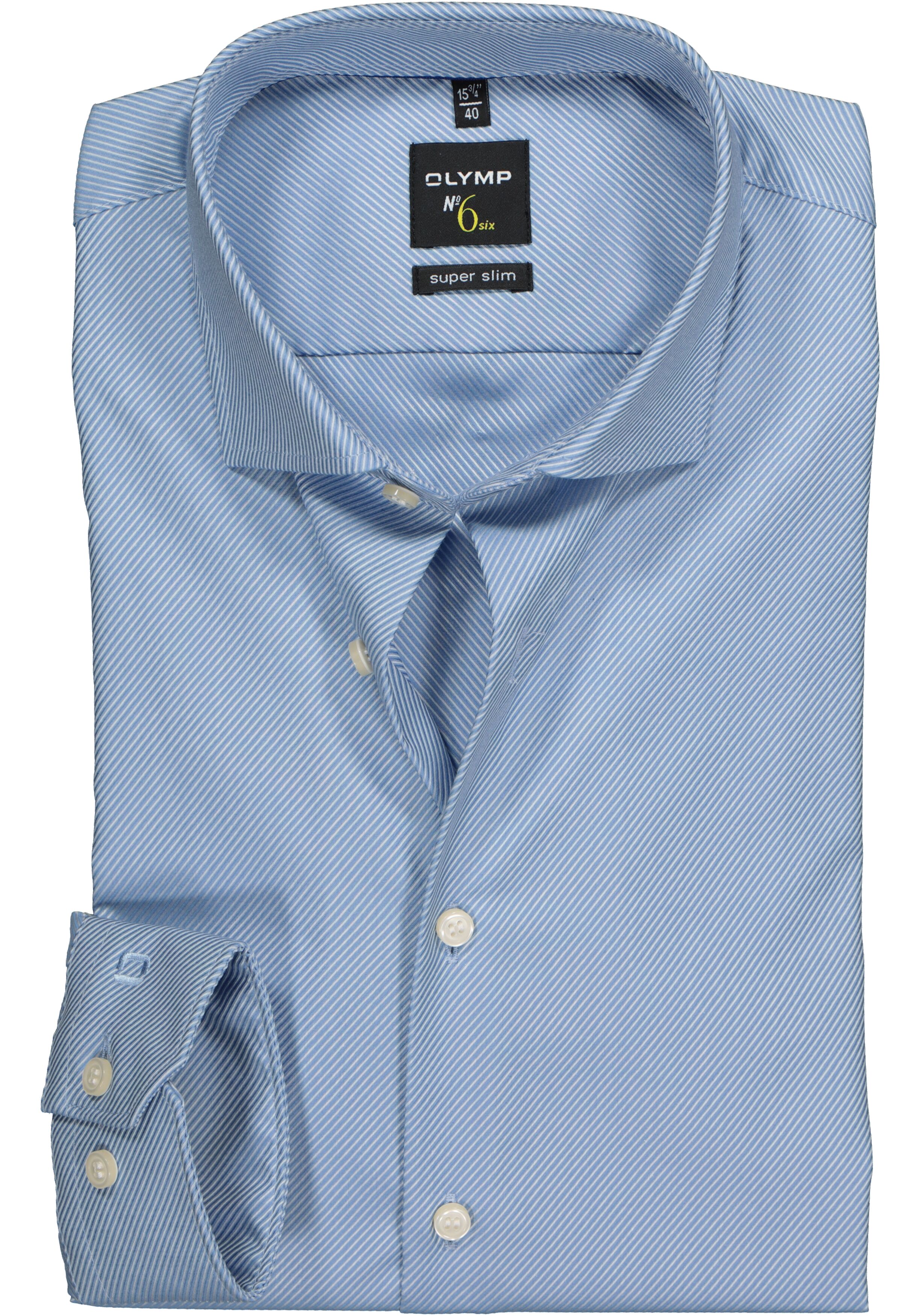 OLYMP No. Six super slim fit overhemd, lichtblauw diamant twill 