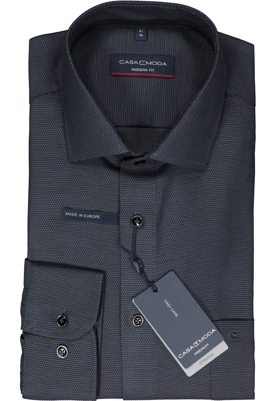 2-4064813739409_casa-moda-overhemd_HR CASA MODA modern fit overhemd, dobby, antraciet