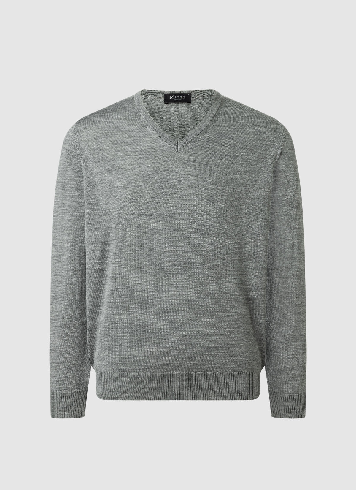 MAERZ Classic Fit heren trui met V-hals wol, grijs