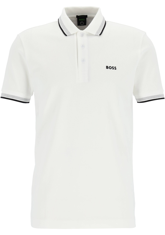 HUGO BOSS Paddy regular fit polo, heren polo korte mouw, wit (contrast) HUGO BOSS Paddy regular fit polo, heren polo korte mouw, wit (contrast)