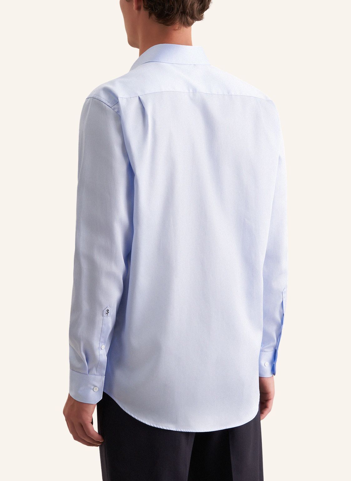 Seidensticker regular fit overhemd, mouwlengte 7, popeline, blauw