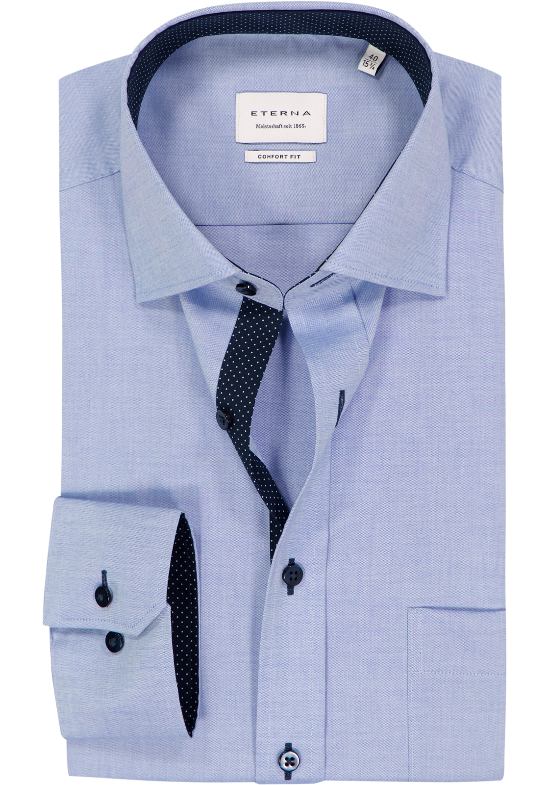 ETERNA comfort fit overhemd, fijn Oxford heren overhemd, lichtblauw (blauw gestipt contrast) ETERNA comfort fit overhemd, fijn Oxford heren overhemd, lichtblauw (blauw gestipt contrast)