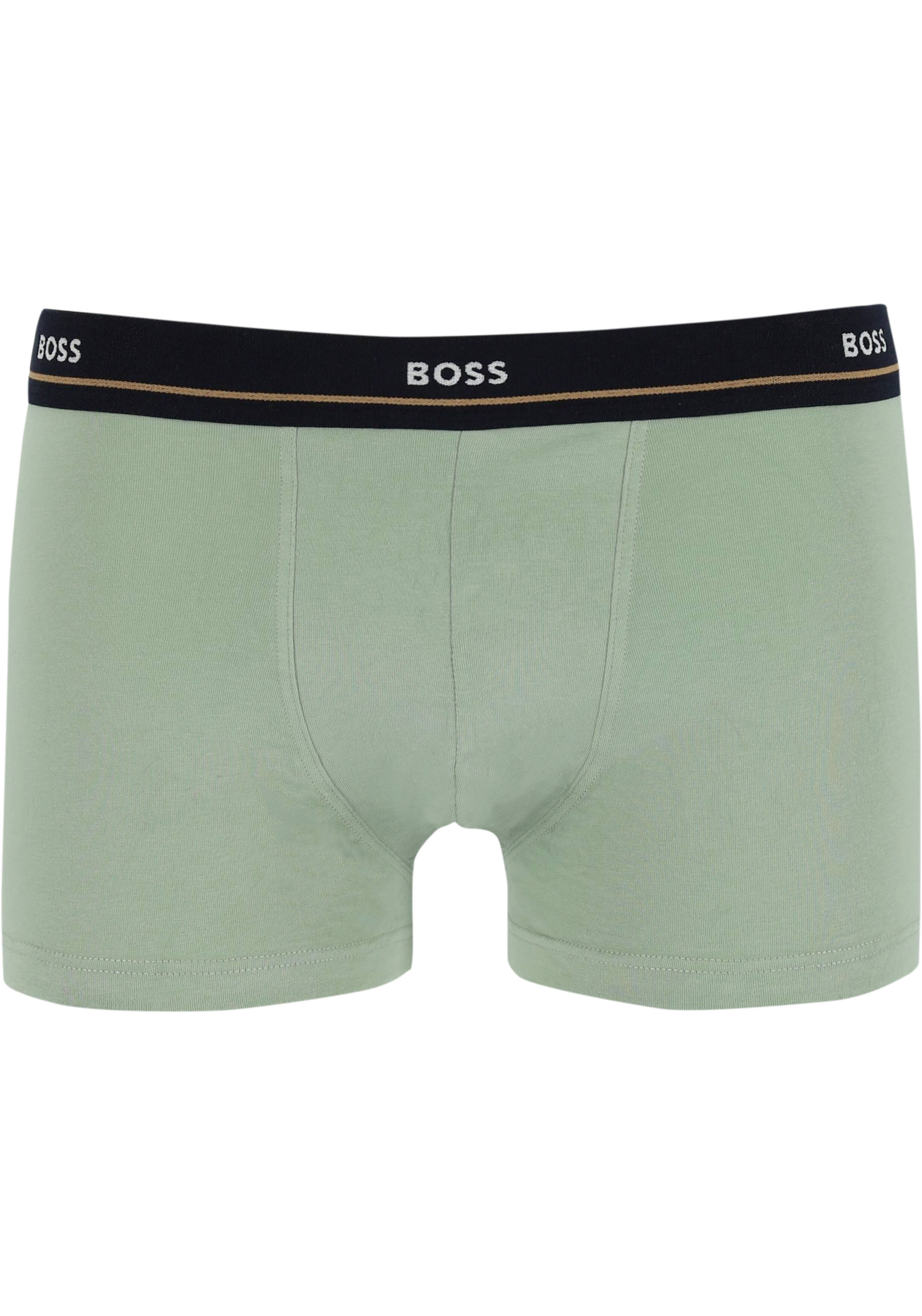HUGO BOSS Essential trunks (5-pack), heren boxers kort, grijs, groen, navy, kobalt en zwart