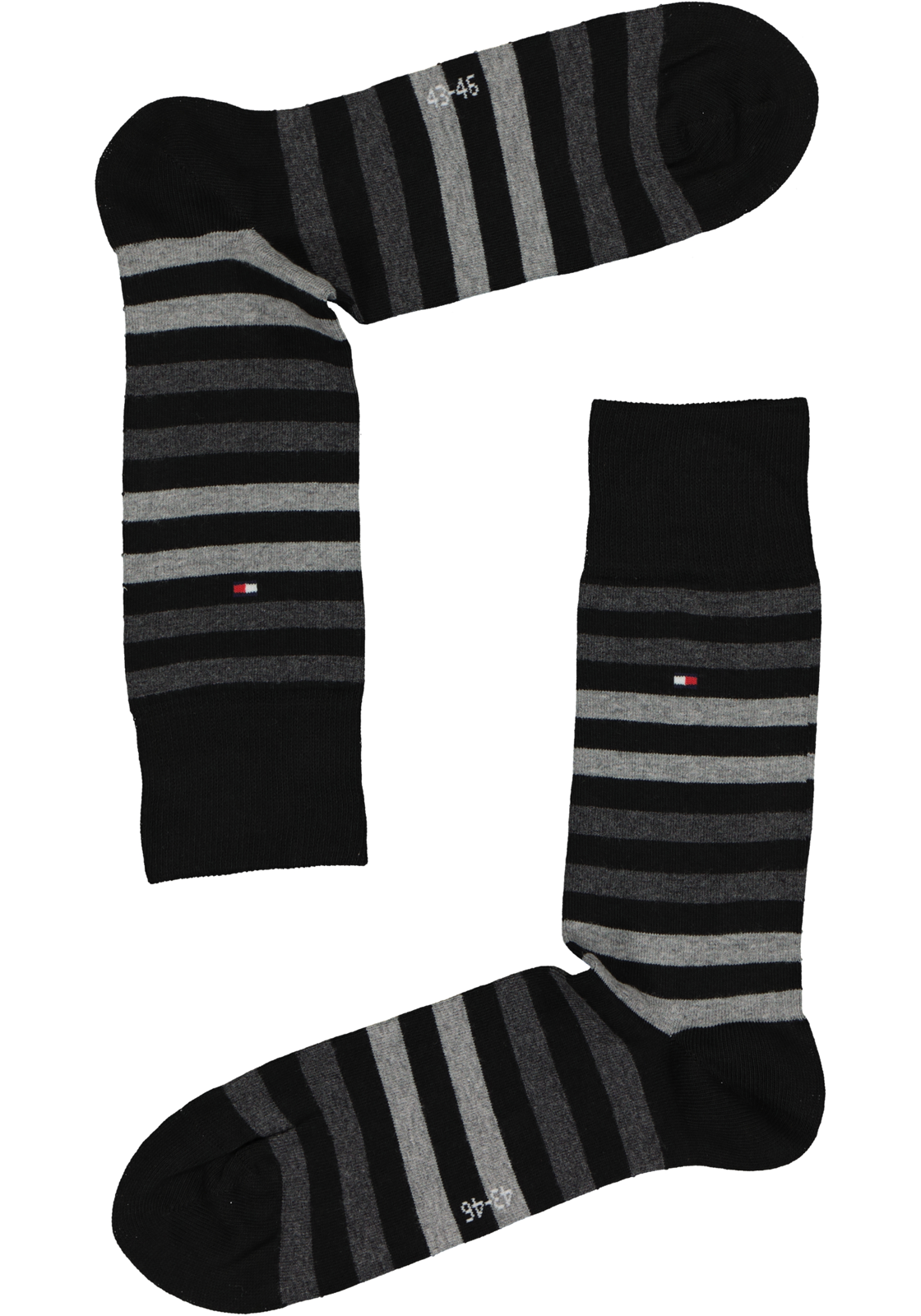 3-8718824413297_sok_HR Tommy Hilfiger Duo Stripe Socks (2-pack), herensokken katoen, gestreept en uni, zwart met grijs