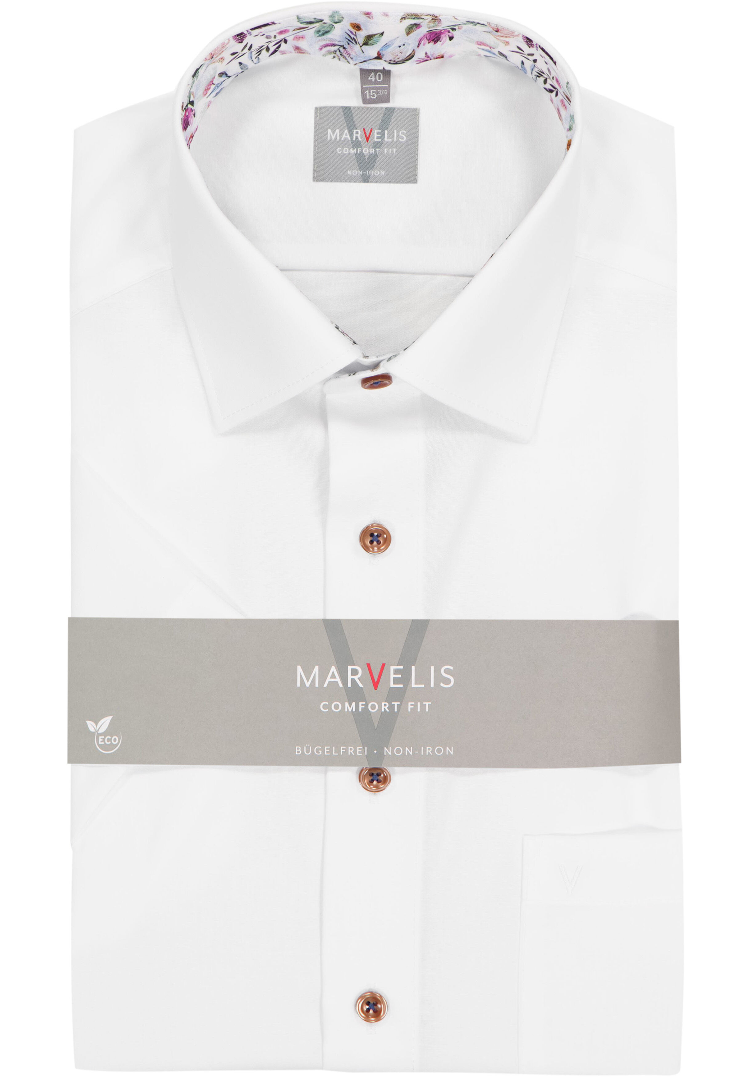 MARVELIS comfort fit overhemd, korte mouw, popeline, wit