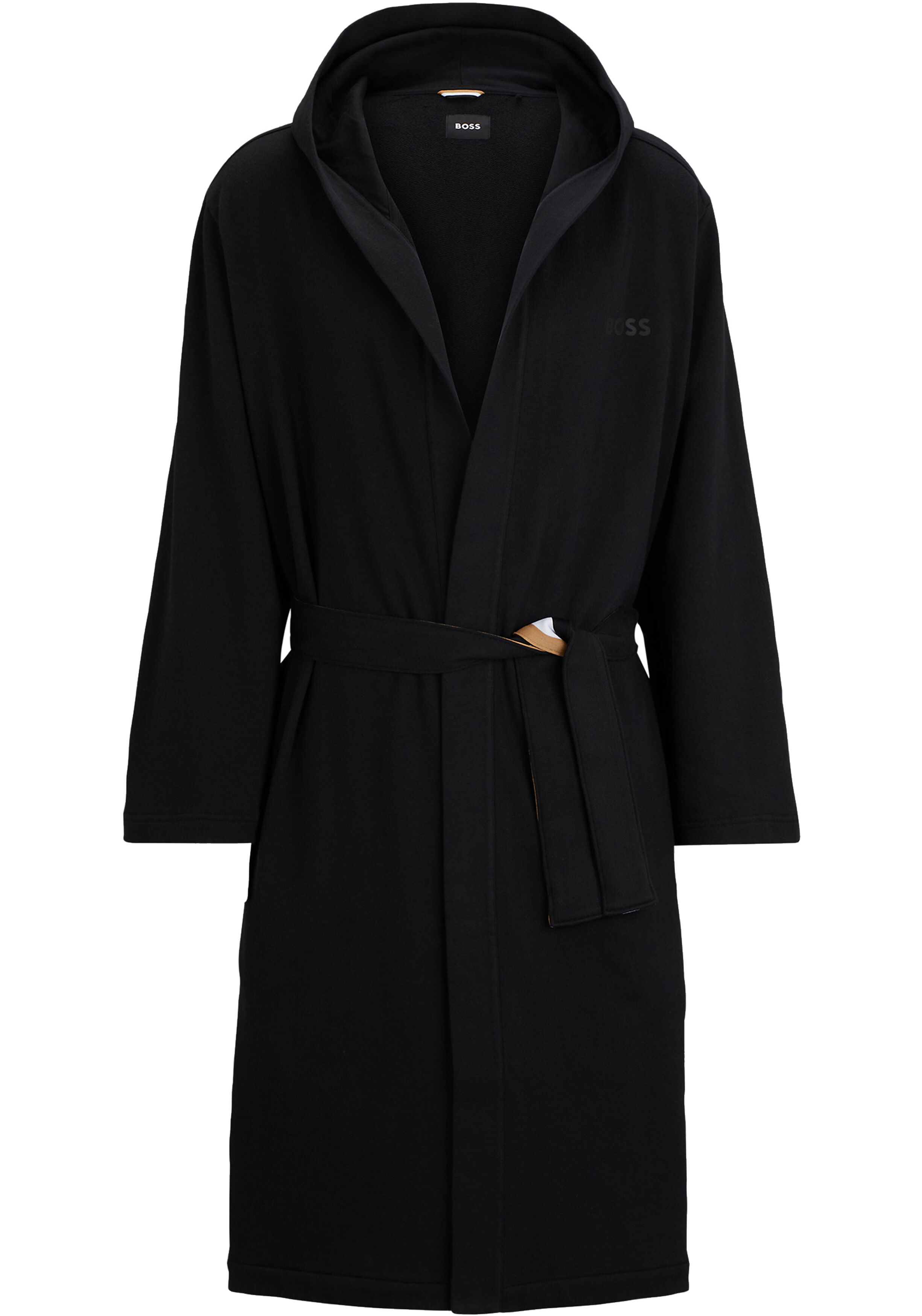 BOSS Iconic French Terry Robe, heren badjas (middeldik), zwart