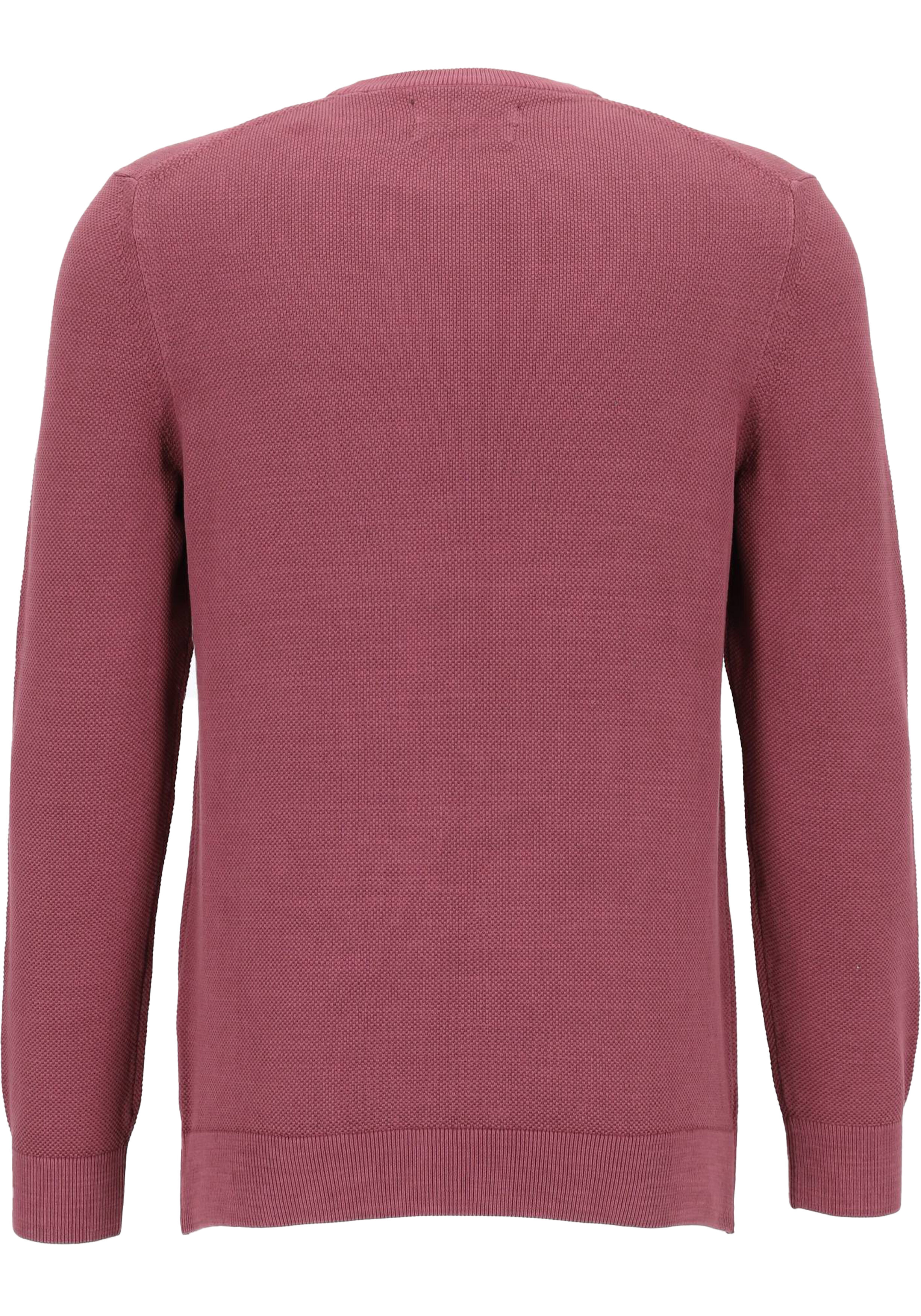 Marc O'Polo regular fit pullover, heren trui katoen met O-hals, mauve (middeldik)