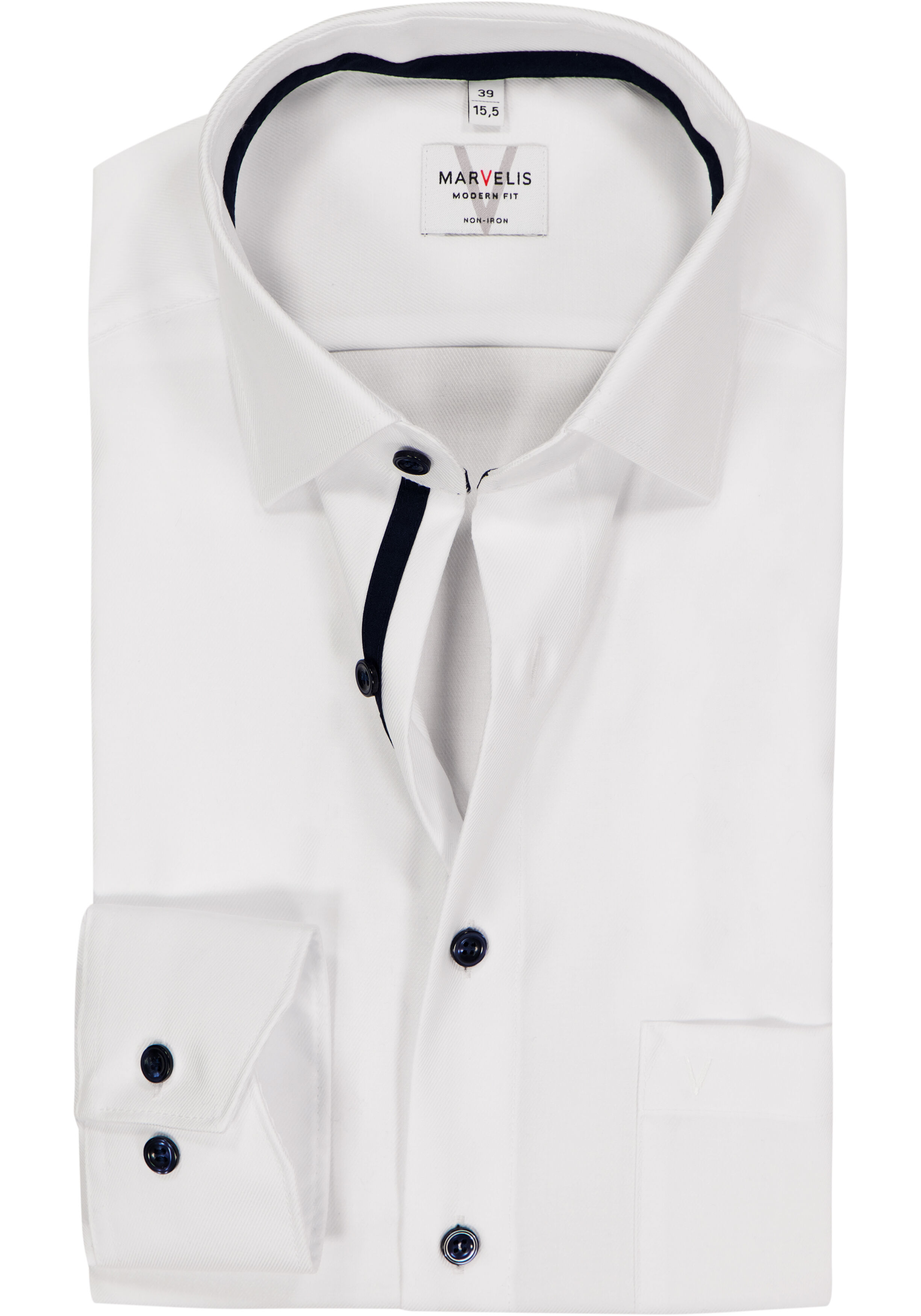 MARVELIS modern fit overhemd, twill, wit