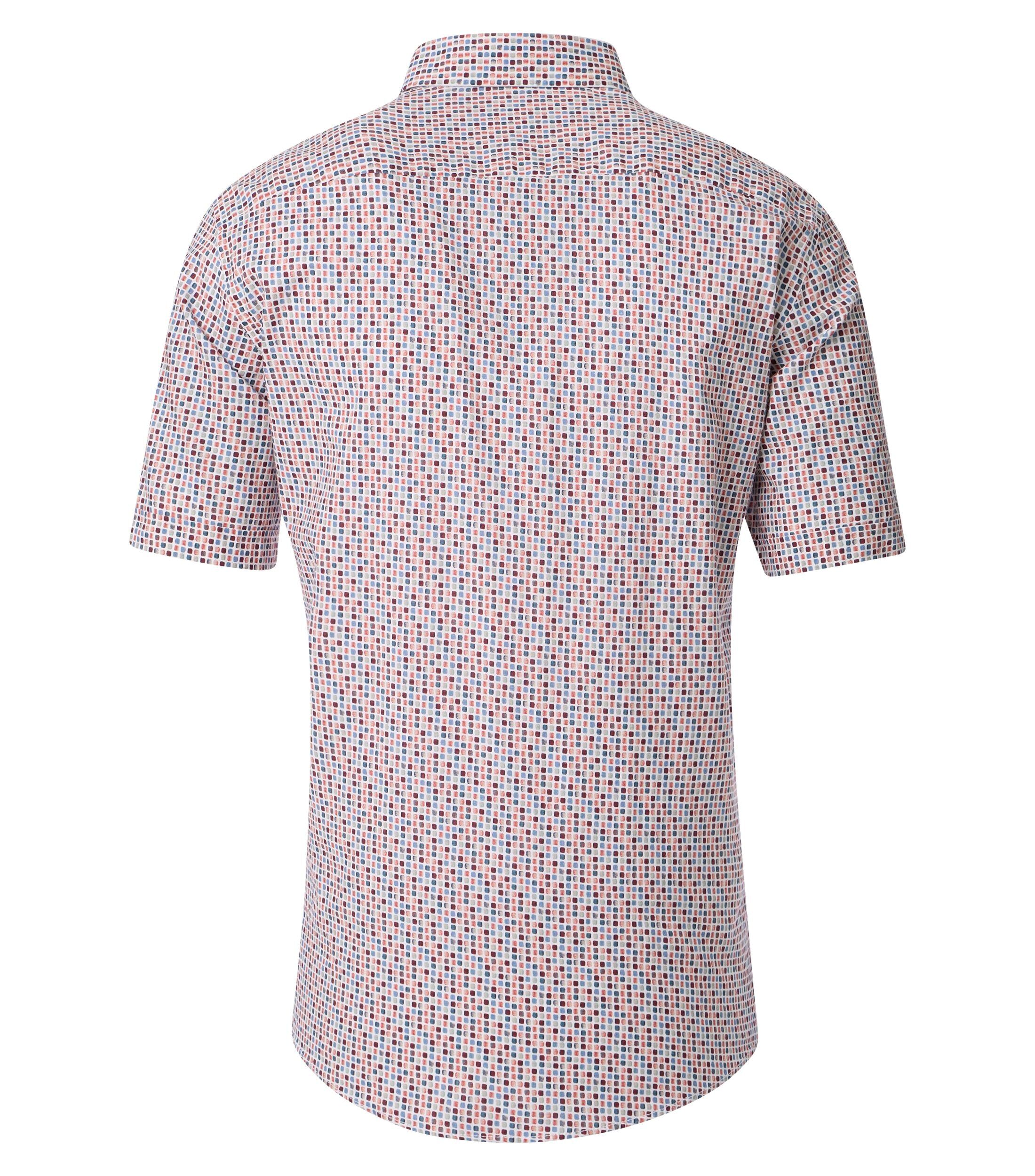 CASA MODA Sport casual fit overhemd, korte mouw, structuur, donkerblauw, wit en lichtblauw dessin