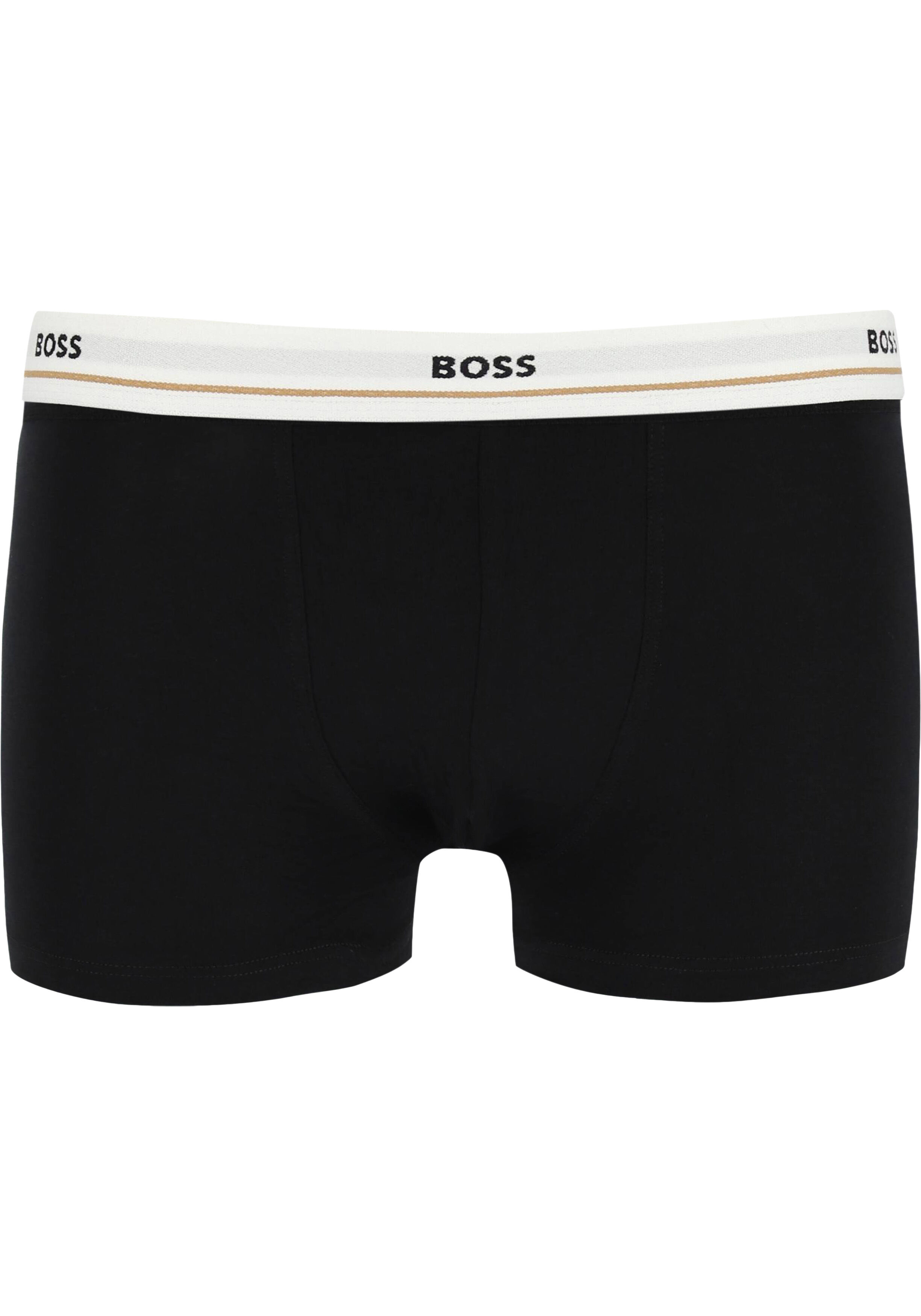 HUGO BOSS Essential trunks (5-pack), heren boxers kort, zwart met gekleurde tailleband