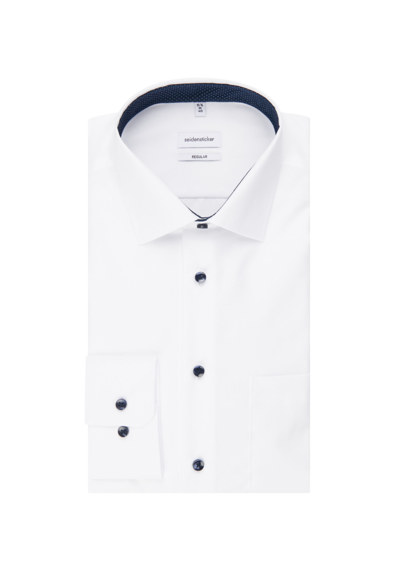 Seidensticker regular fit overhemd, mouwlengte 7, popeline, wit
