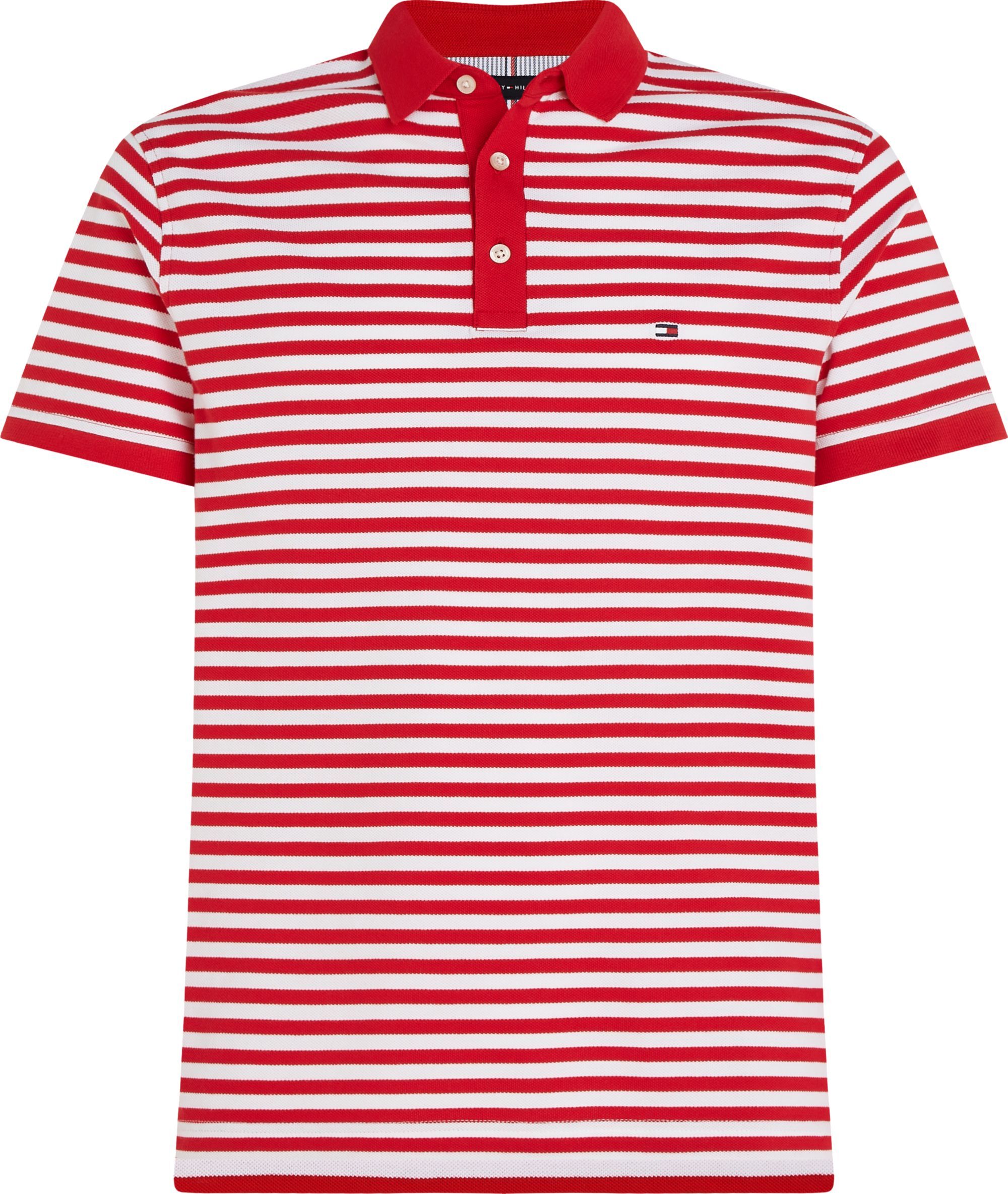 Tommy Hilfiger 1985 Slim Polo, heren poloshirt, rood-wit gestreept