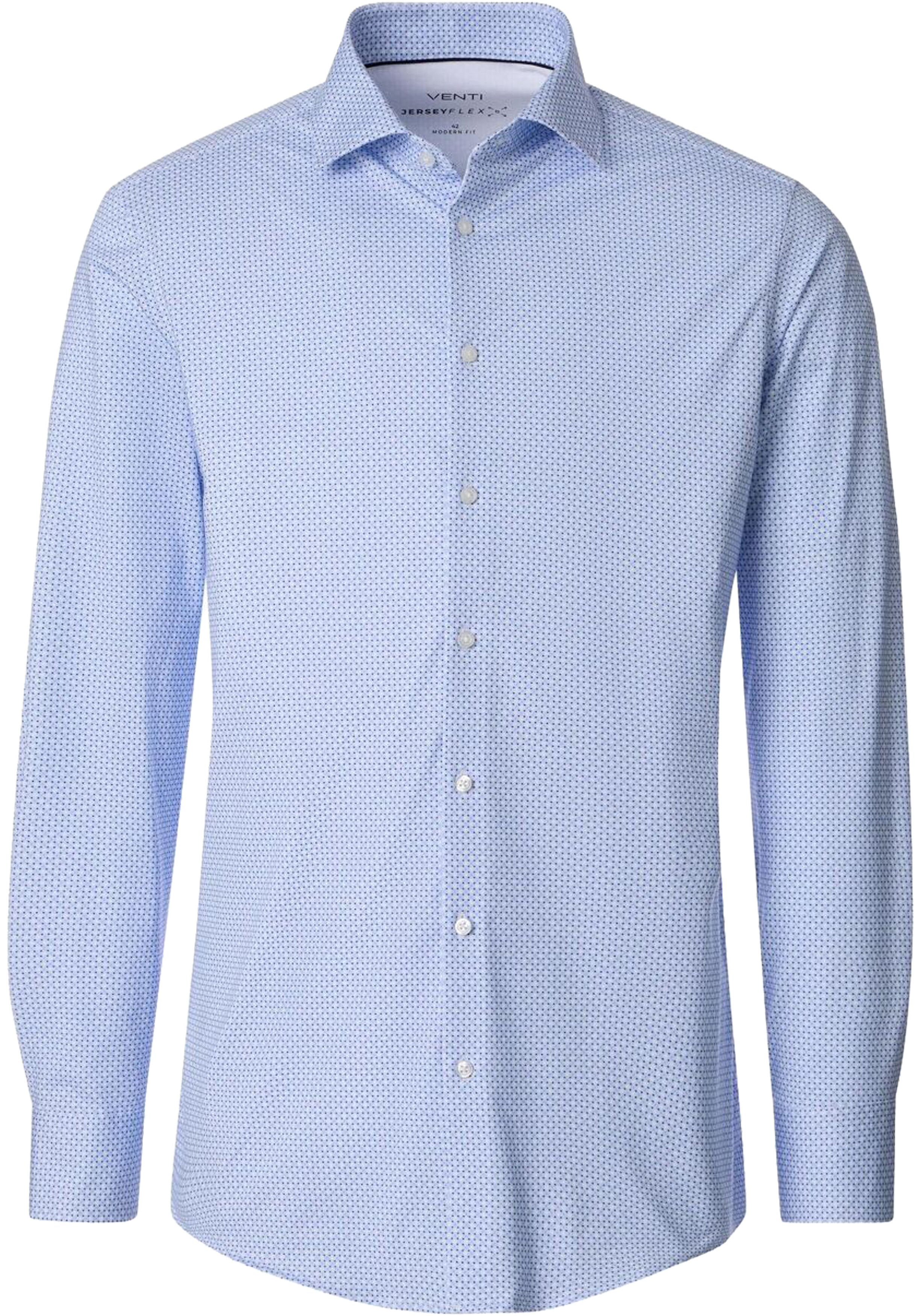 CASA MODA modern fit overhemd, jersey, wit met licht- en donkerblauw dessin