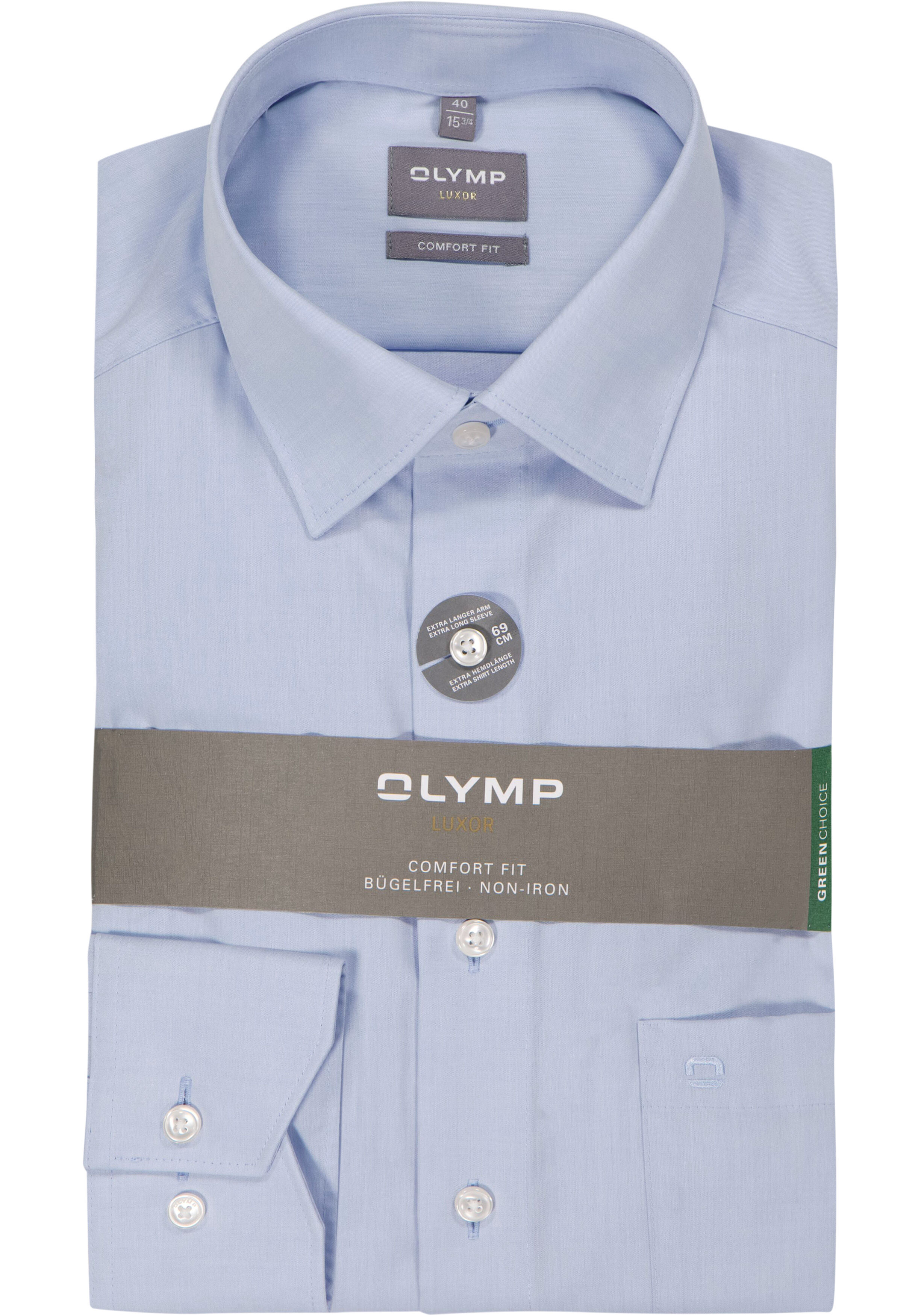 OLYMP Luxor comfort fit overhemd, mouwlengte 7, popeline, lichtblauw